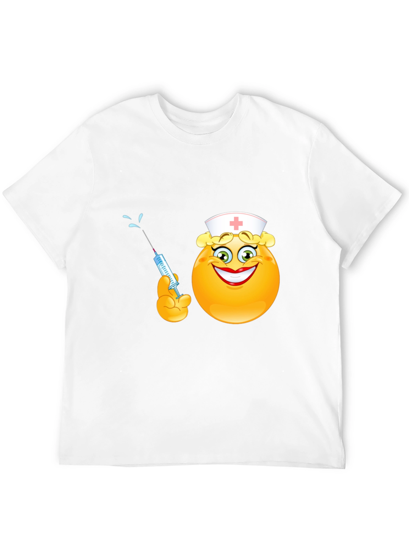 Black Funny Nurse Emoji T-Shirt - Black Cotton Tee view 12