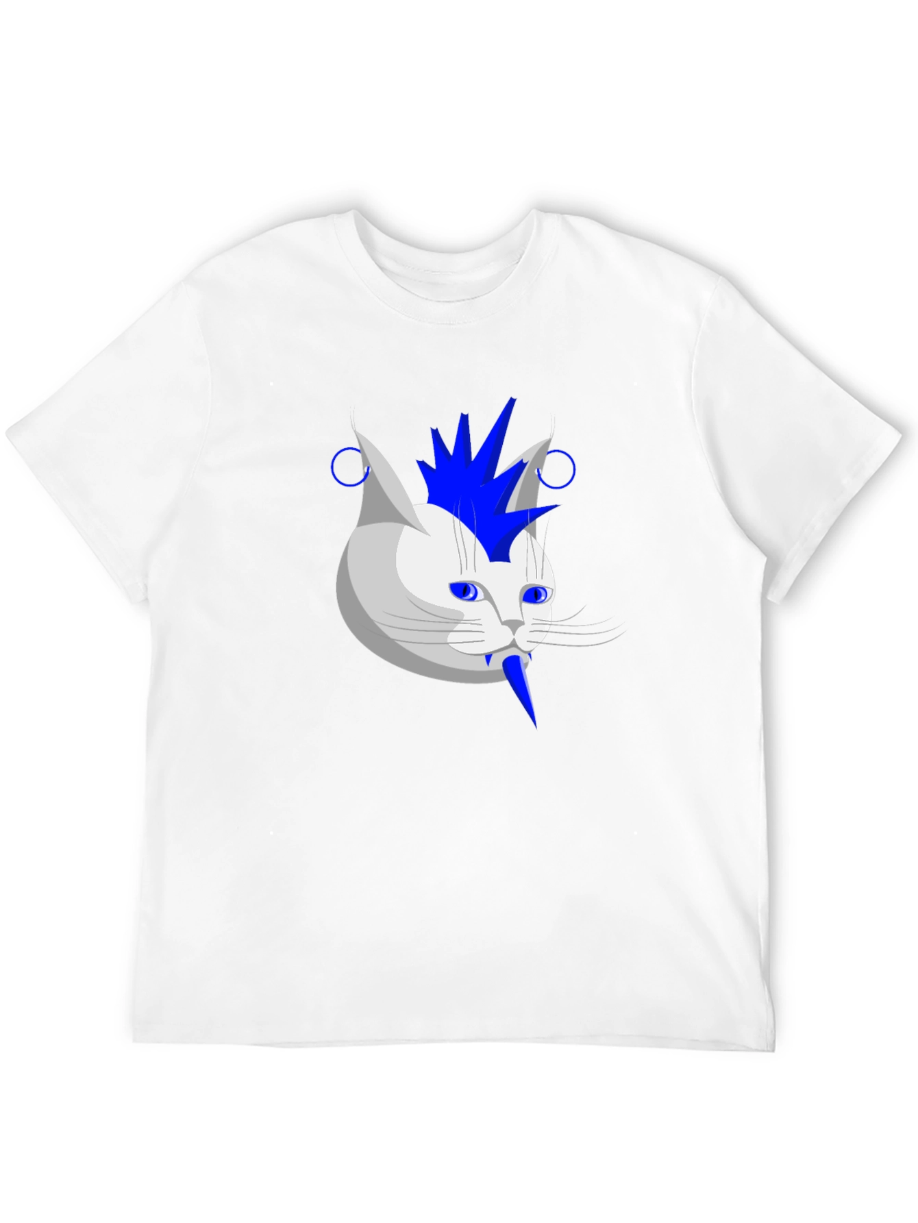 Black Punk Rock Cat Graphic Tee - Black Cotton T-Shirt view 12