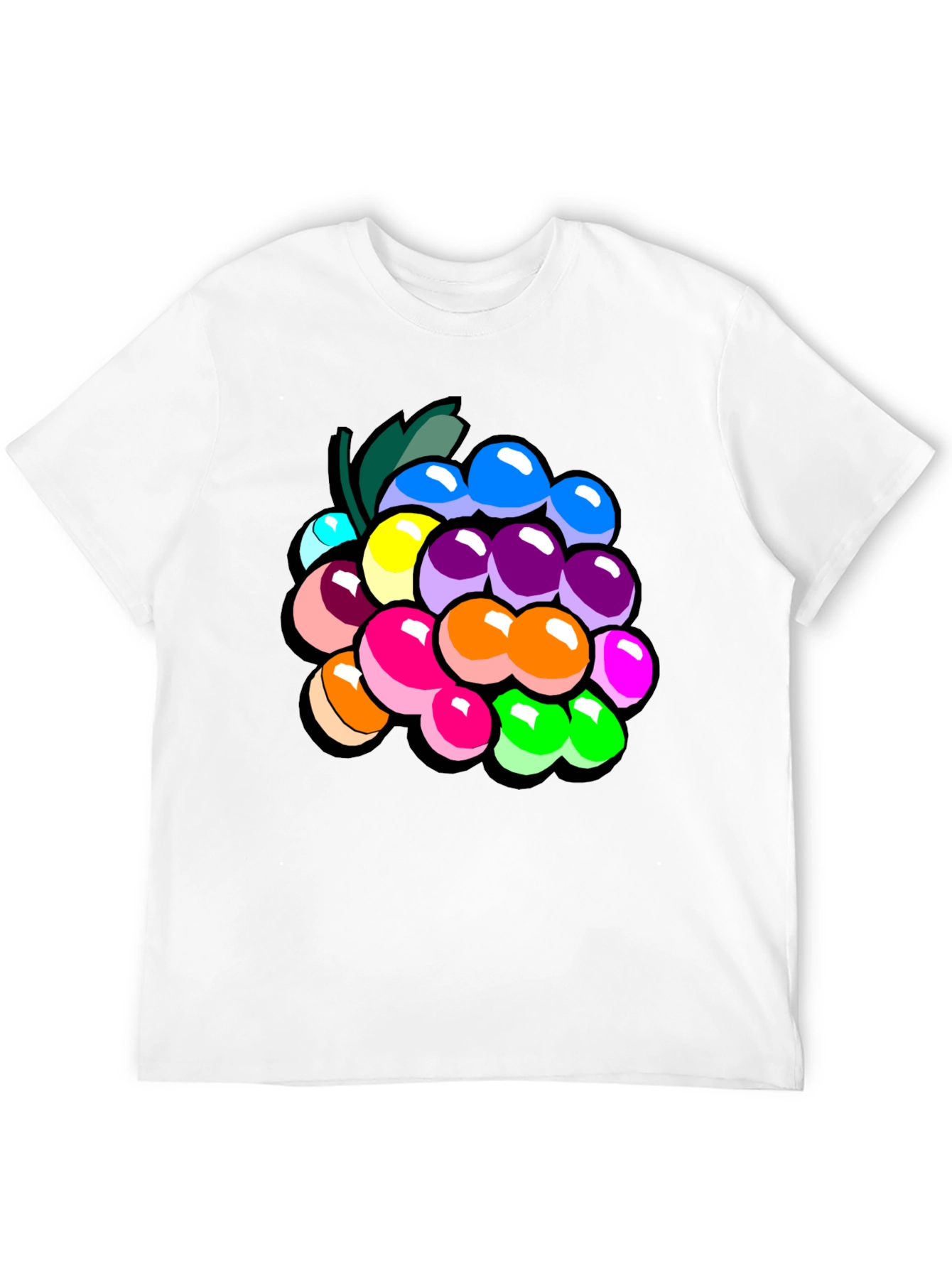 Black Colorful Grapes Graphic T-Shirt - Novelty Fruit Tee view 12