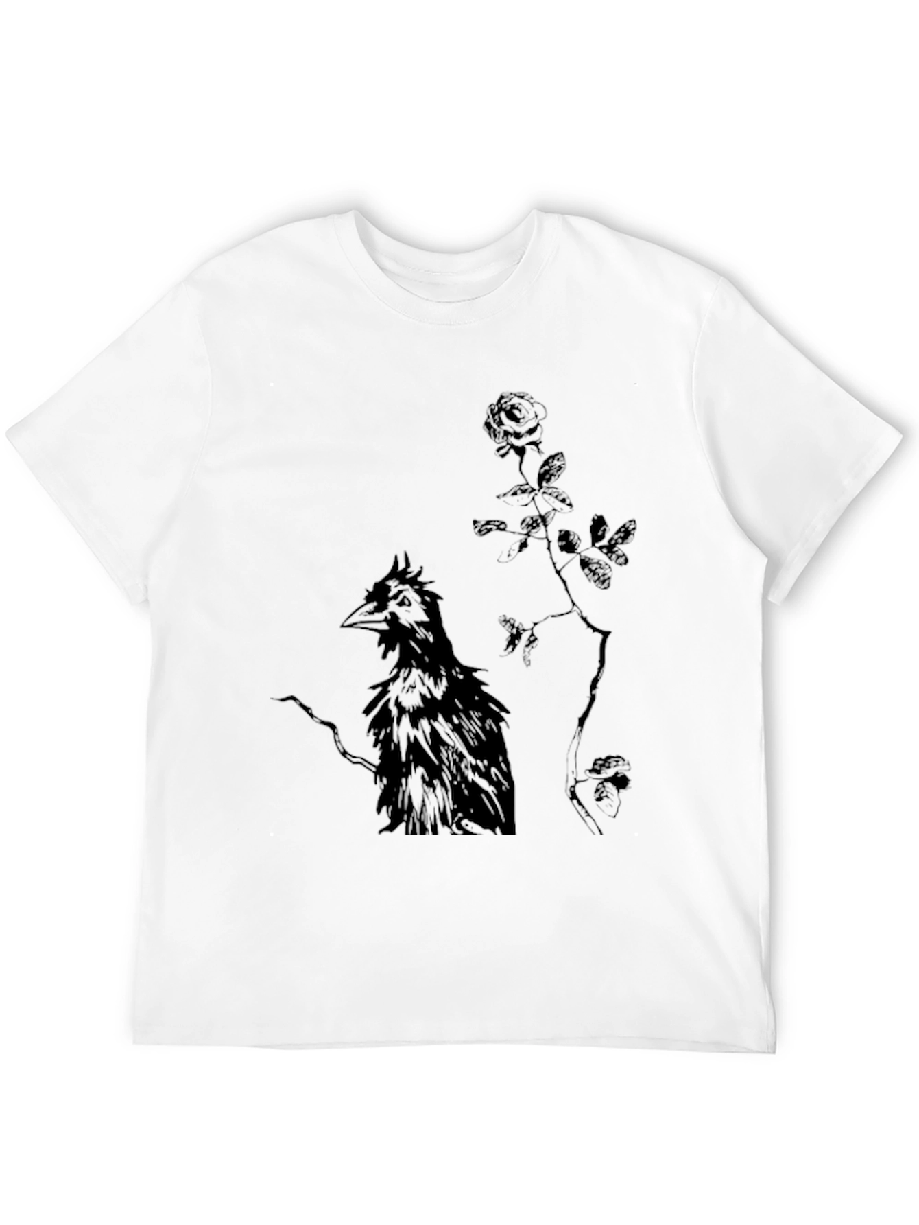 Black Raven and Rose Graphic Black T-Shirt view 12