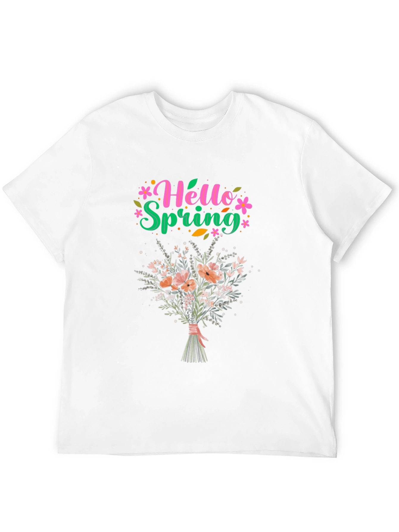 Black Hello Spring Floral Bouquet Graphic T-Shirt view 12