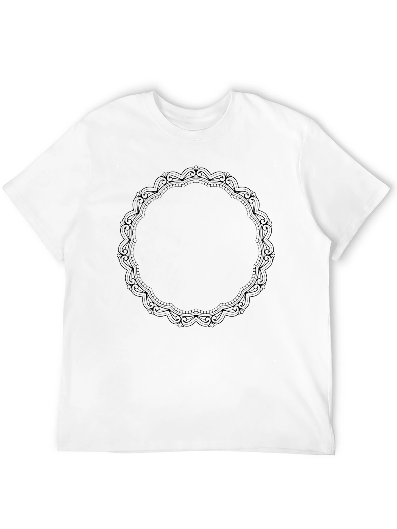 Black Men's Black T-Shirt with Ornamental Circle Design view 12