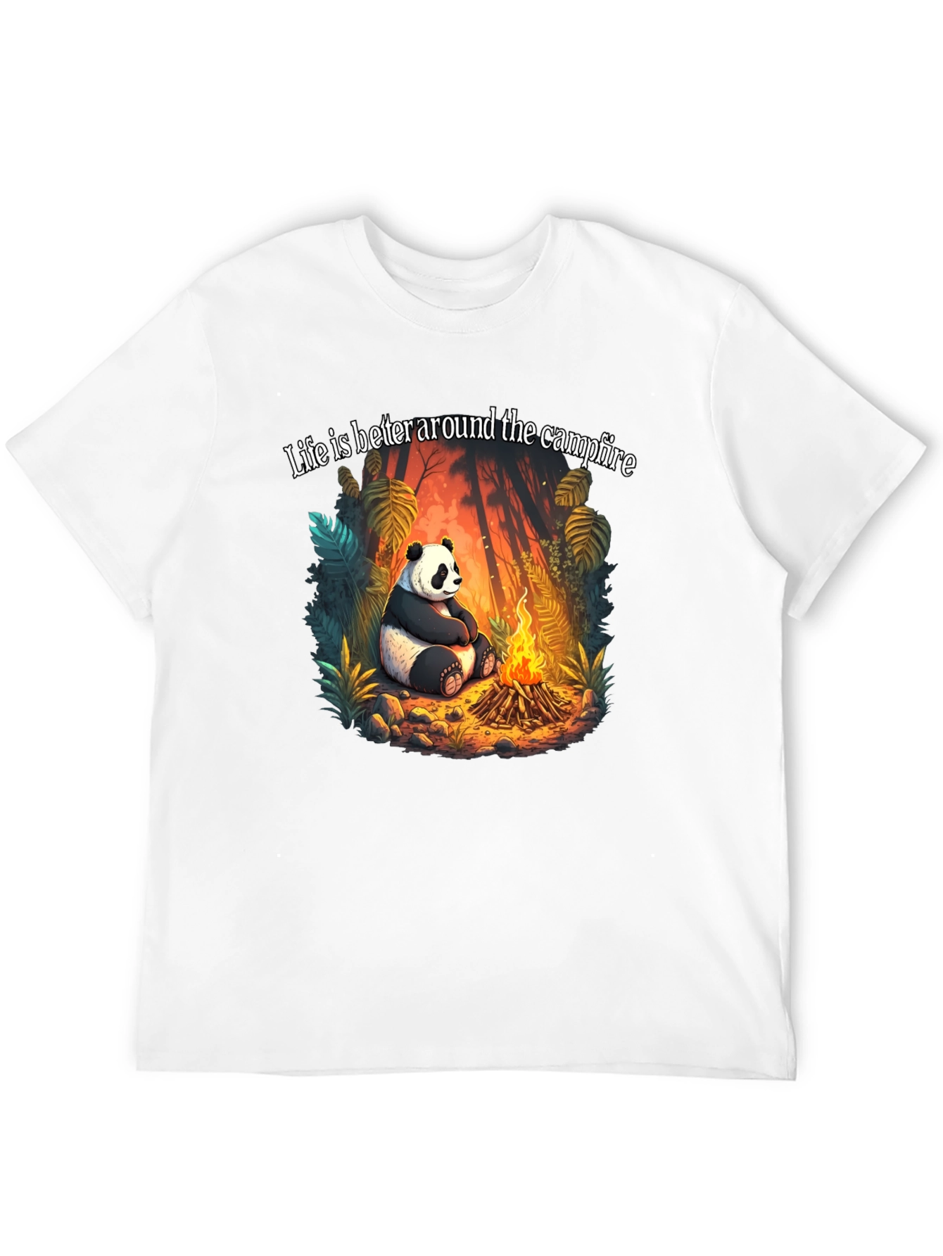 Black Panda Campfire Graphic Tee - Cozy Camping Style view 12