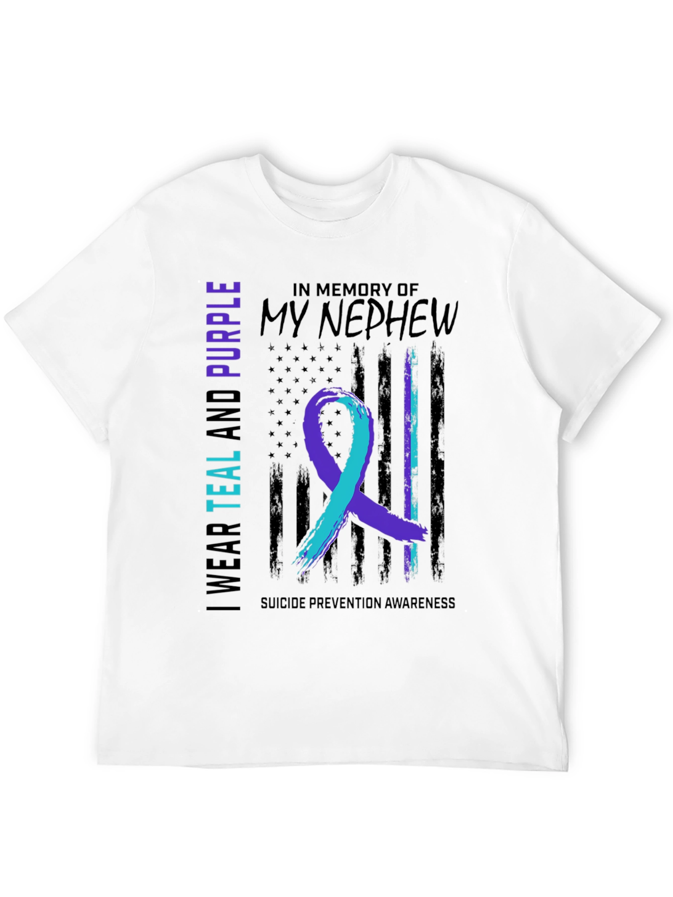 Black Teal and Purple Suicide Awareness T-Shirt view 12