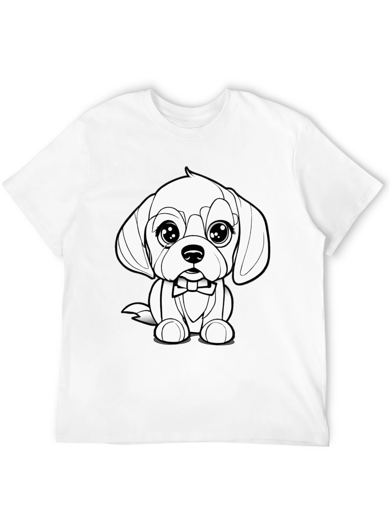 Black Cute Puppy Bowtie Black T-Shirt view 12