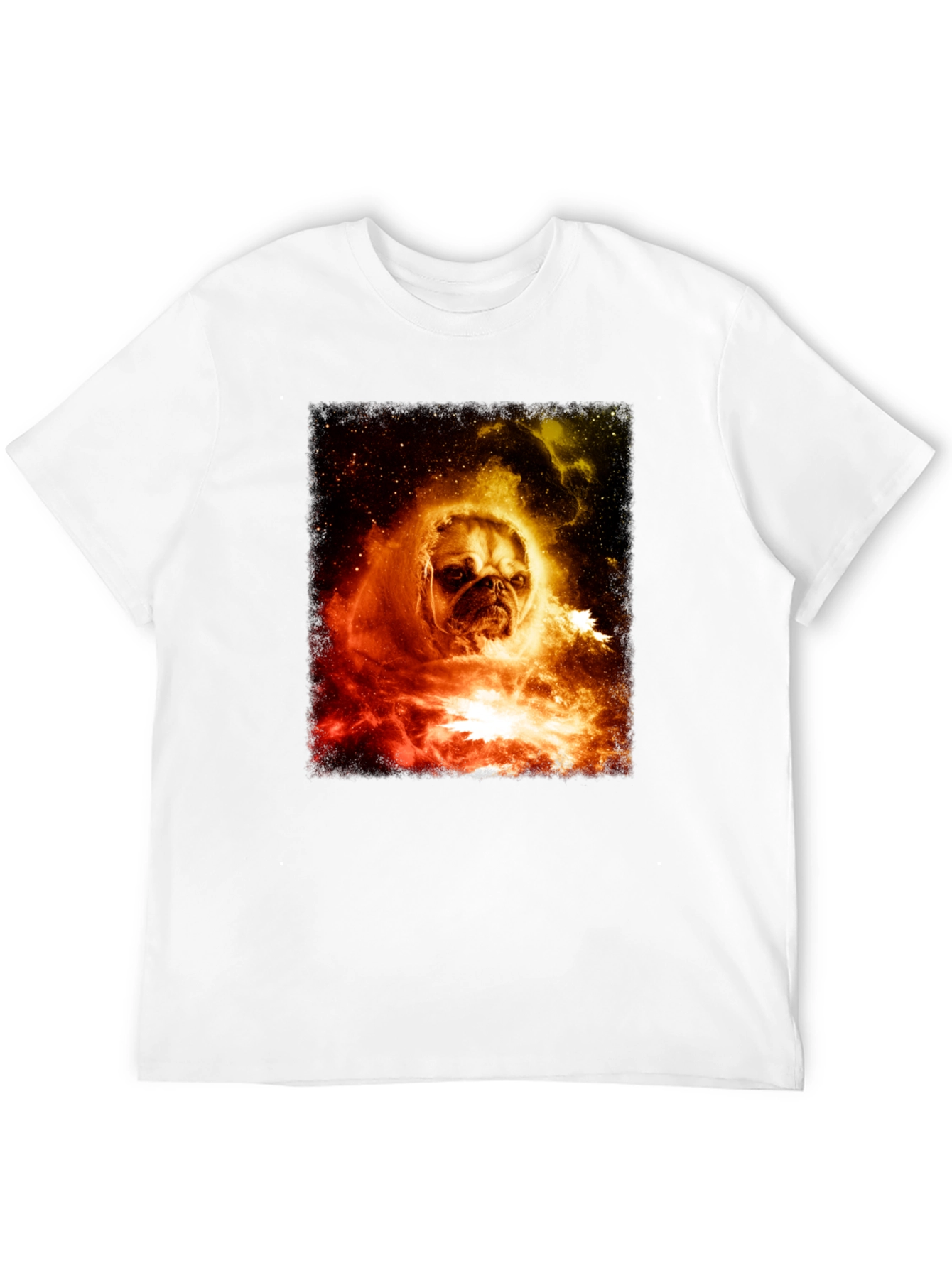 Black Cosmic Pug Graphic T-Shirt - Men's Black Tee view 12