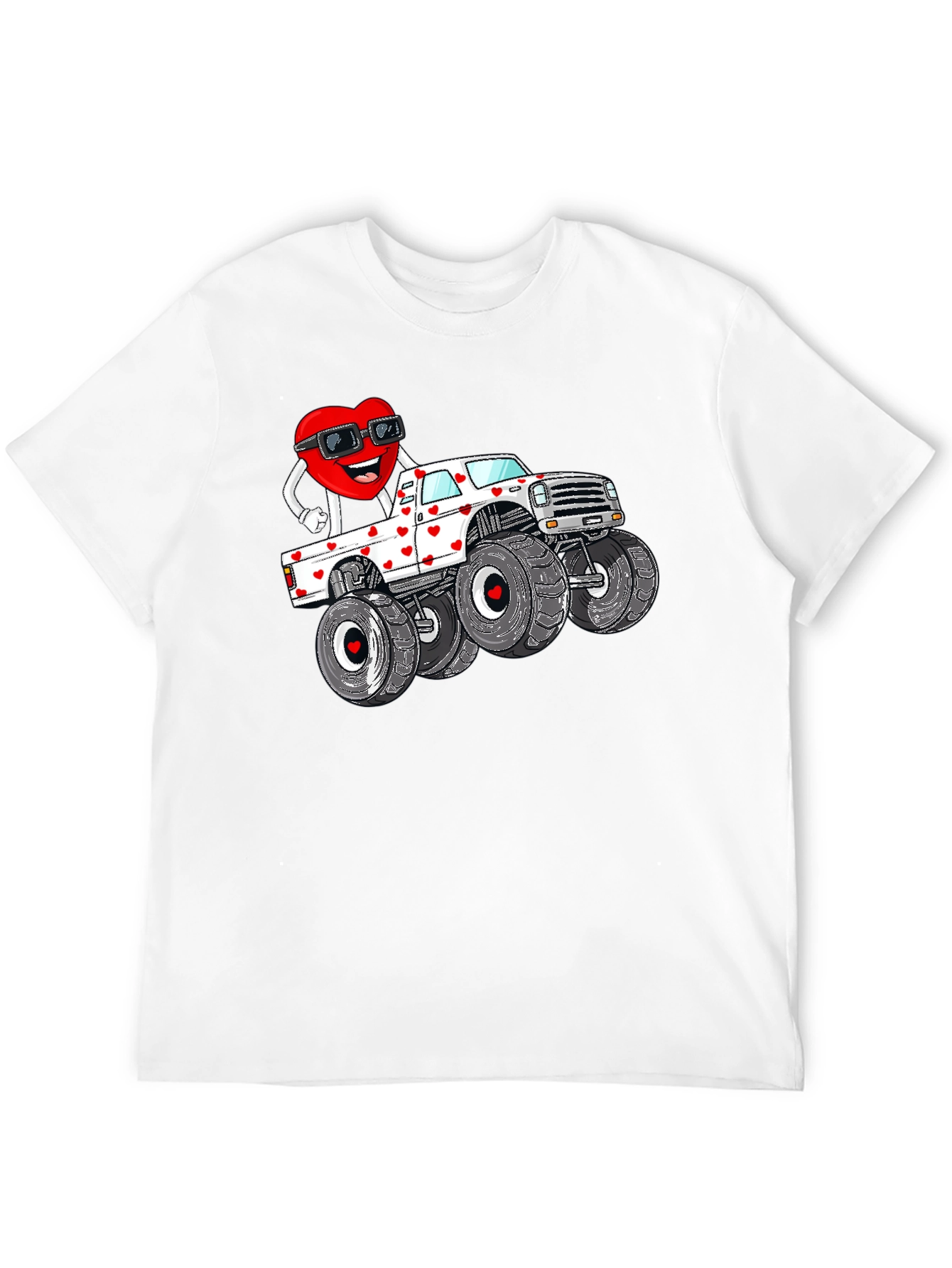 Black Monster Truck Valentine's Day Graphic Tee view 12