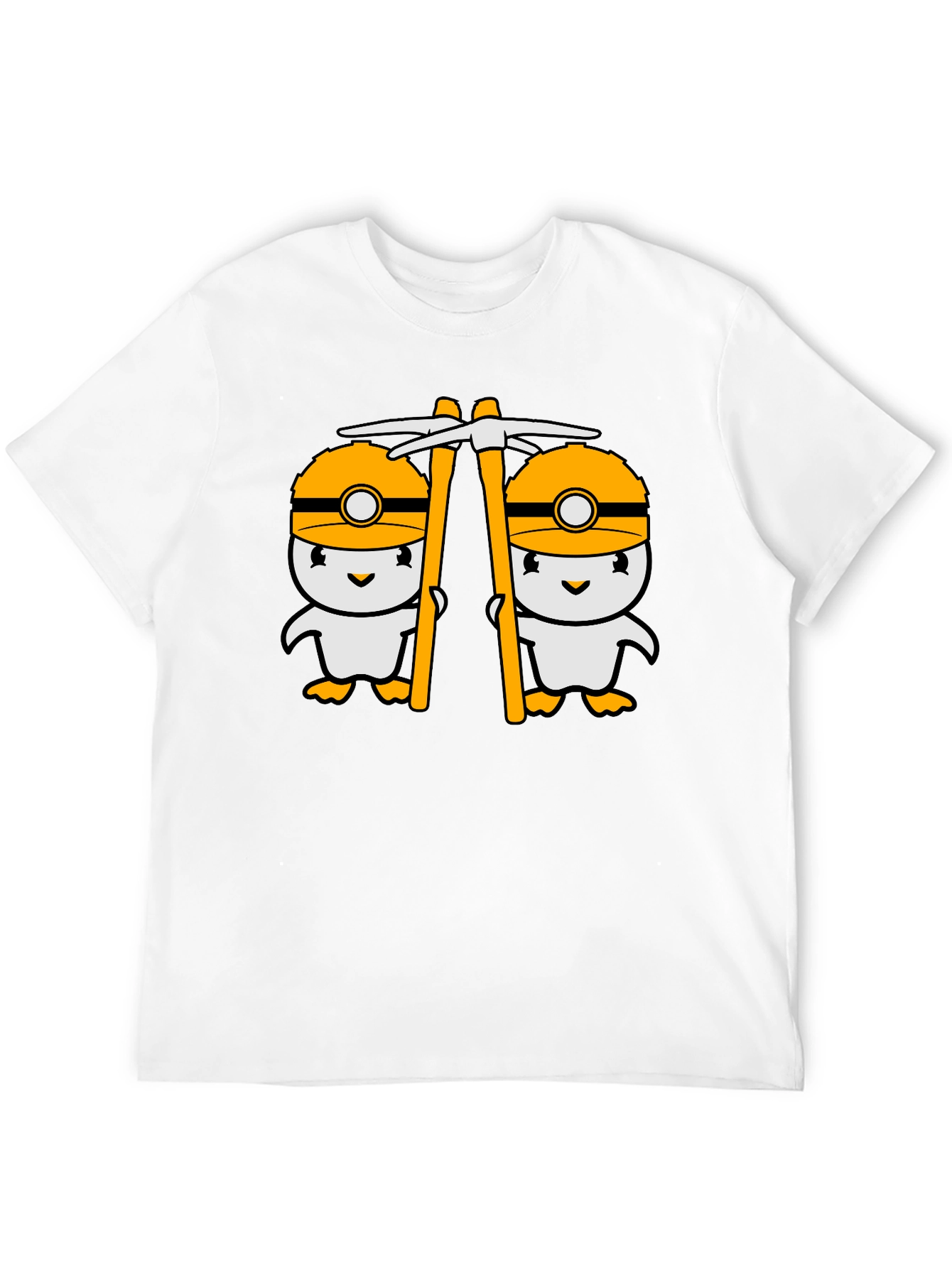 Black Cute Miner Duck T-Shirt - Black Cotton Tee view 12