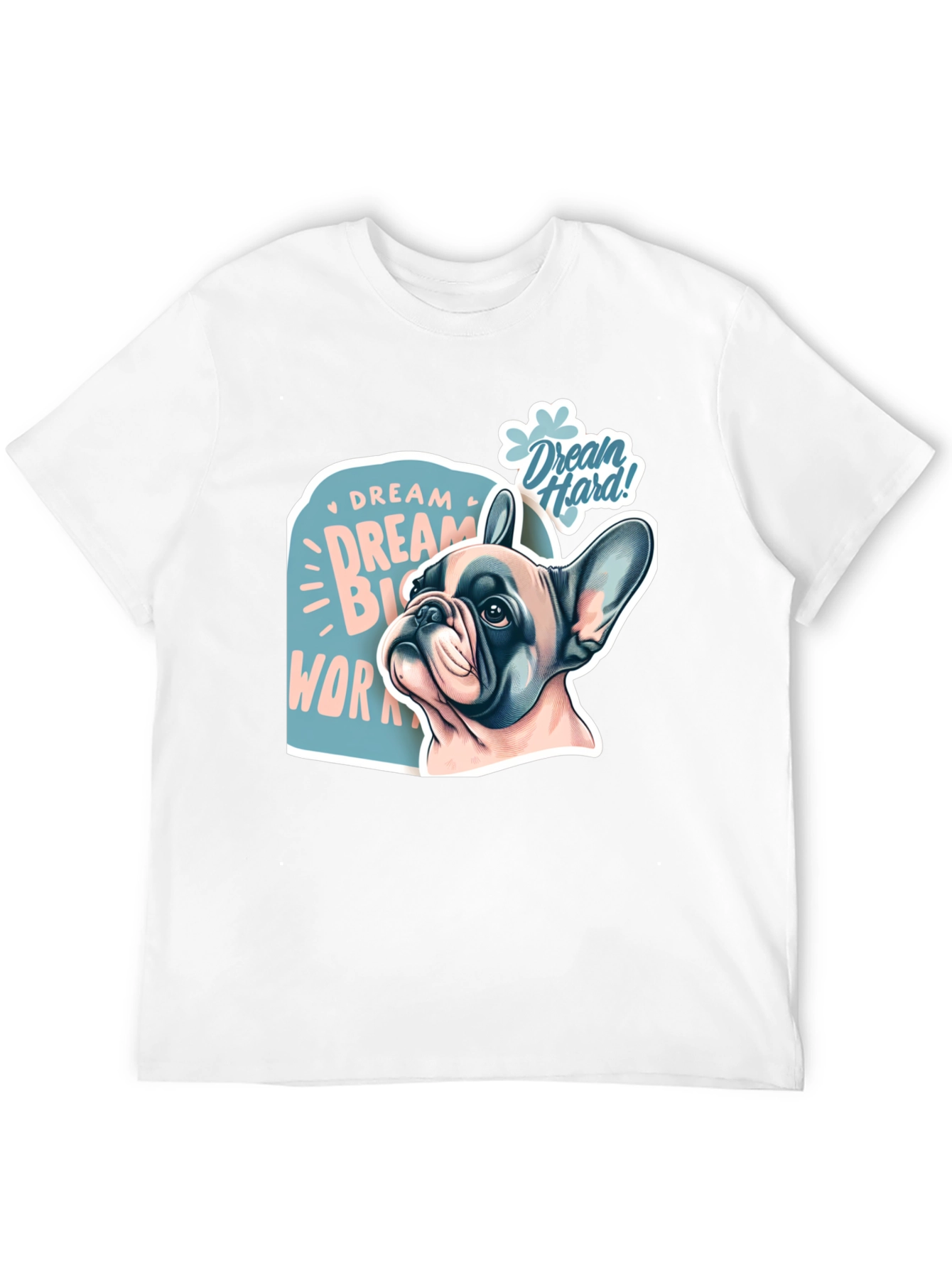 Black Dream Big Work Hard Bulldog Graphic T-Shirt view 12