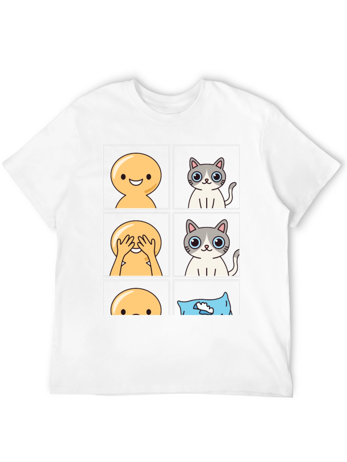 Black Peek-a-Boo Emoji Cat T-Shirt view 12