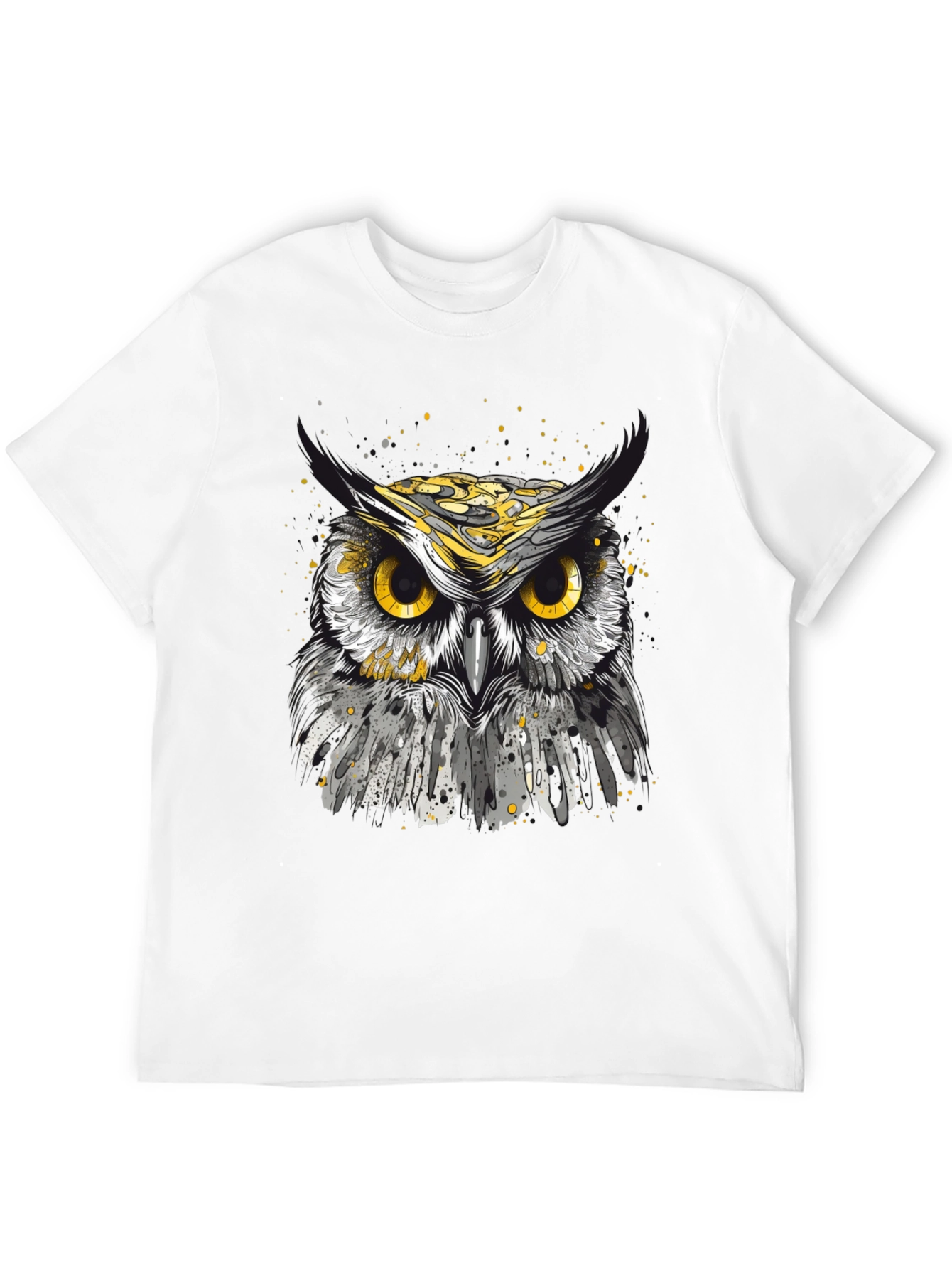 Black Owl Graphic T-Shirt - Black Cotton Tee for Men view 12