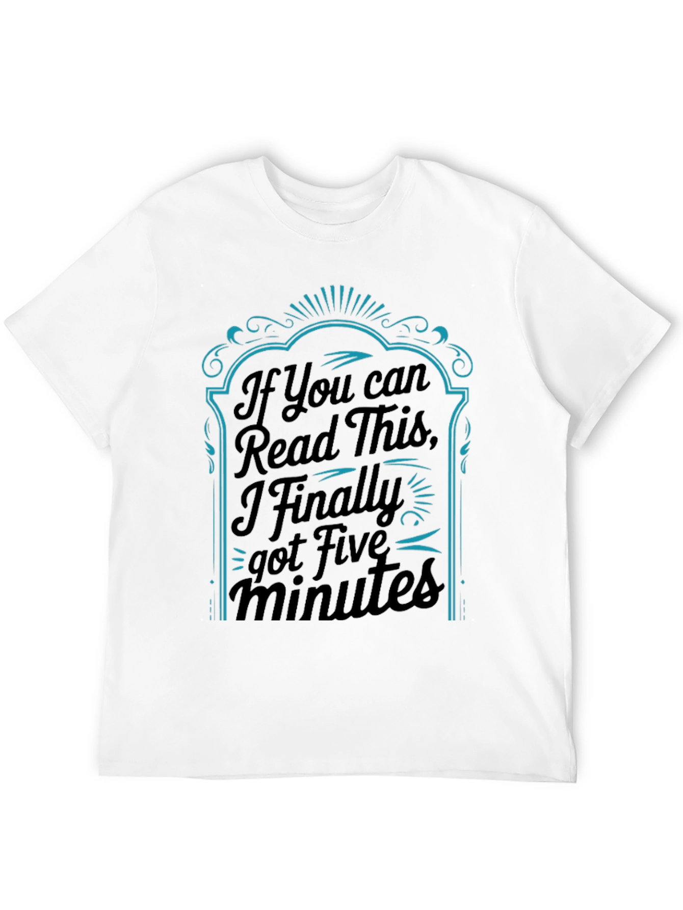 Black Funny "Five Minutes" Graphic Print Black T-Shirt view 12