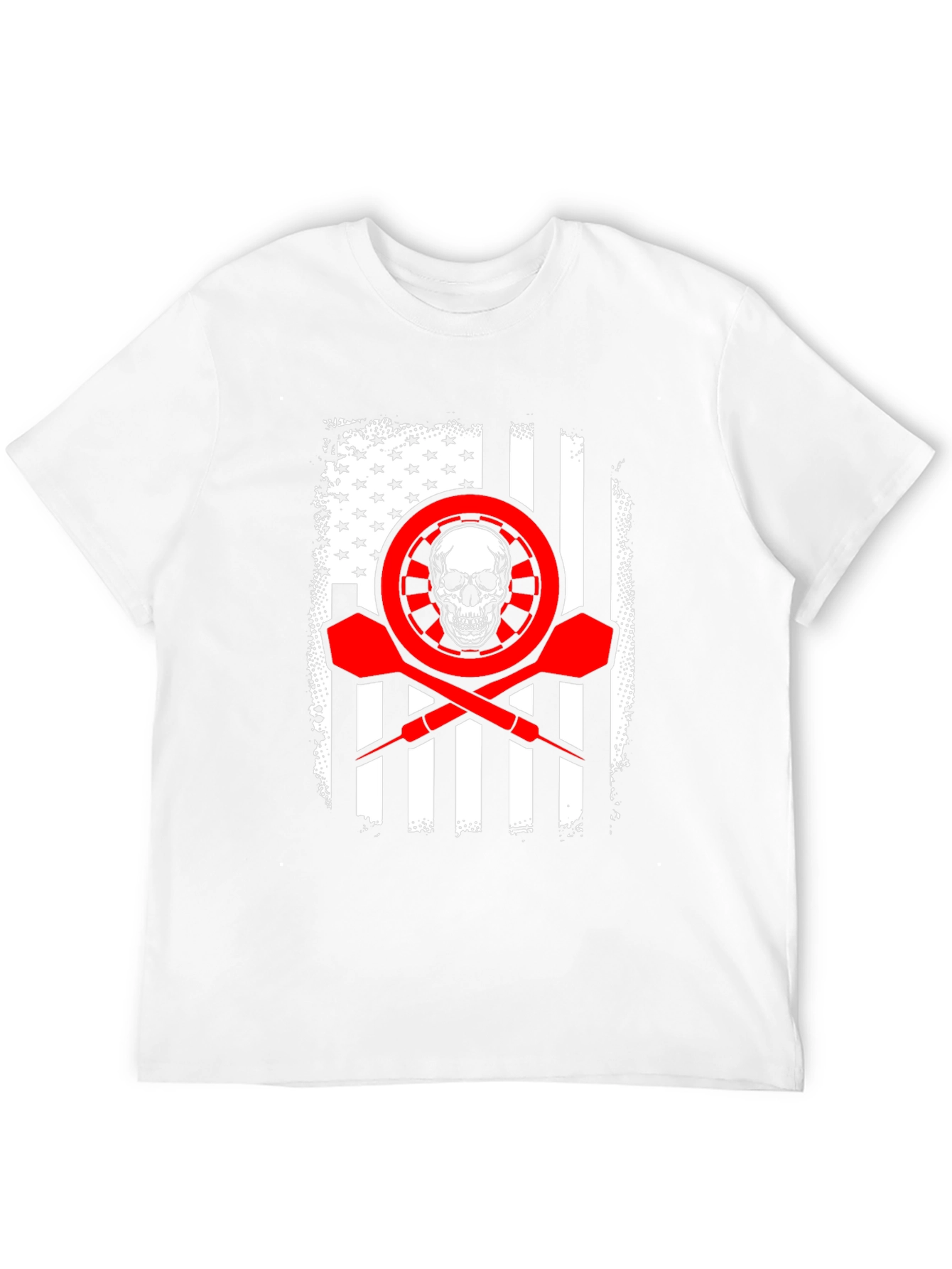 Black Darts Skull Flag T-Shirt - Patriotic Dart Player Tee view 12