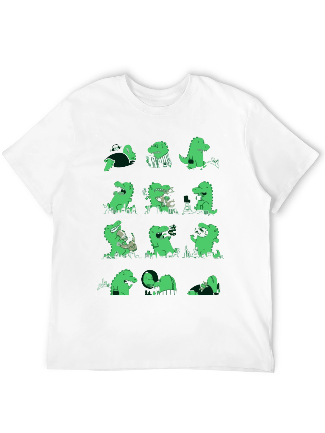 Black Dinosaur Print Black T-Shirt view 12