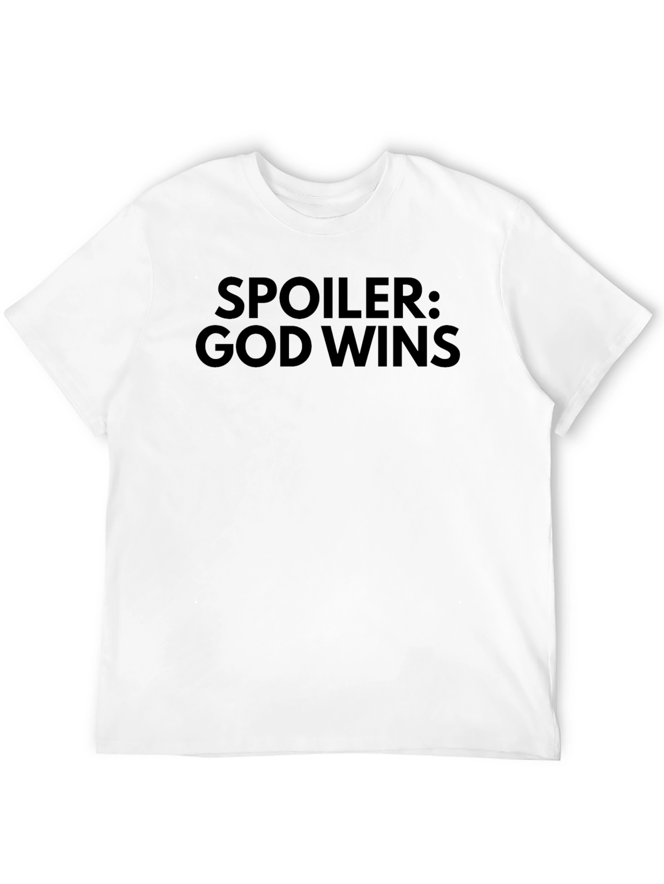 Black Spoiler God Wins Tee - Faith Based Graphic T-Shirt view 12