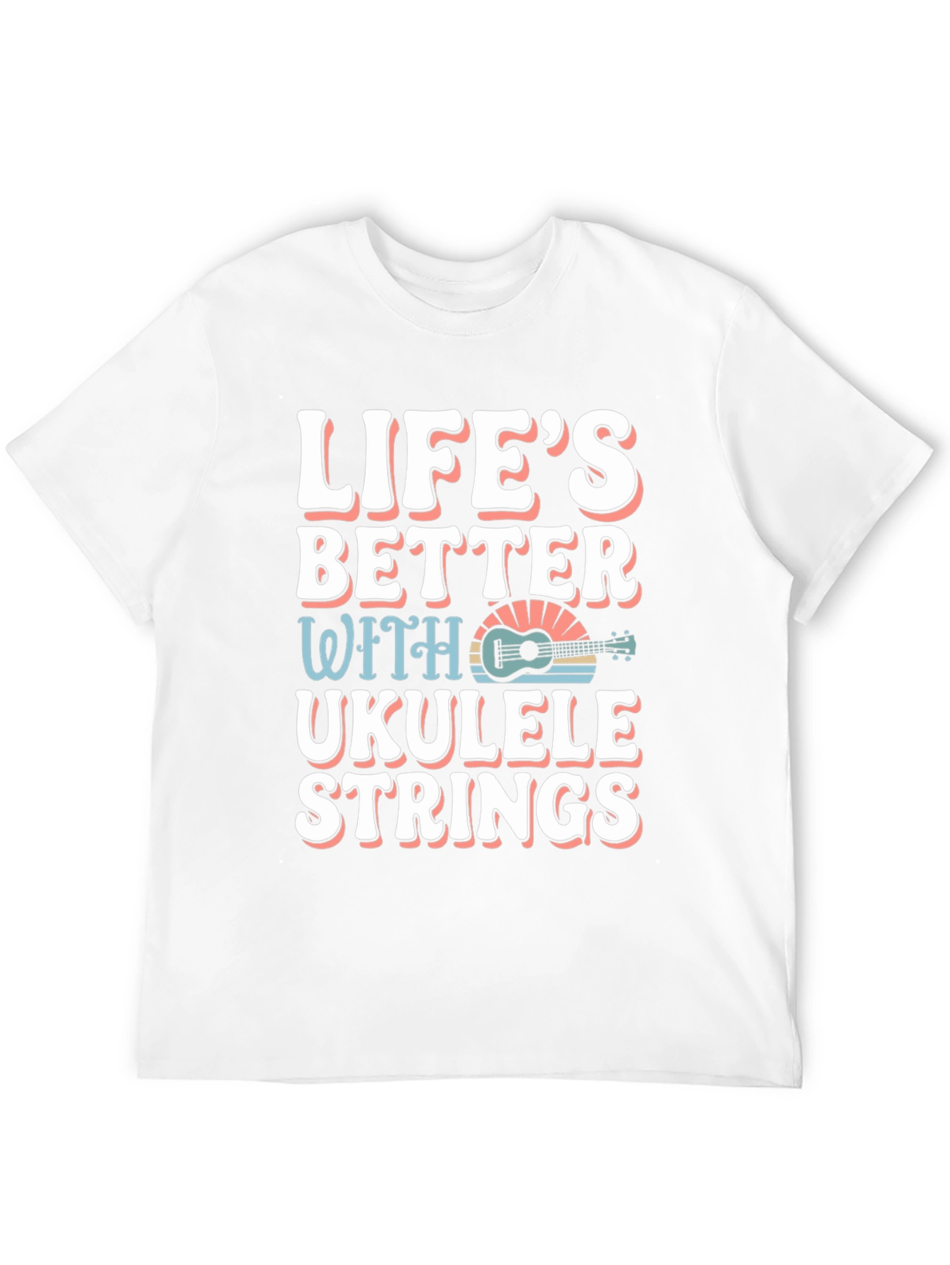 Black Life's Better Ukulele Strings Graphic Tee view 12
