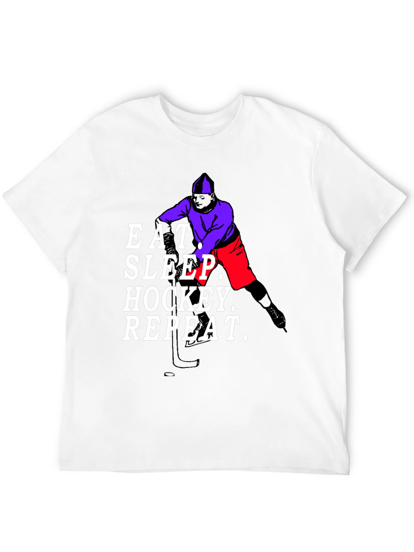 Black Eat Sleep Hockey Repeat Black T-Shirt view 12