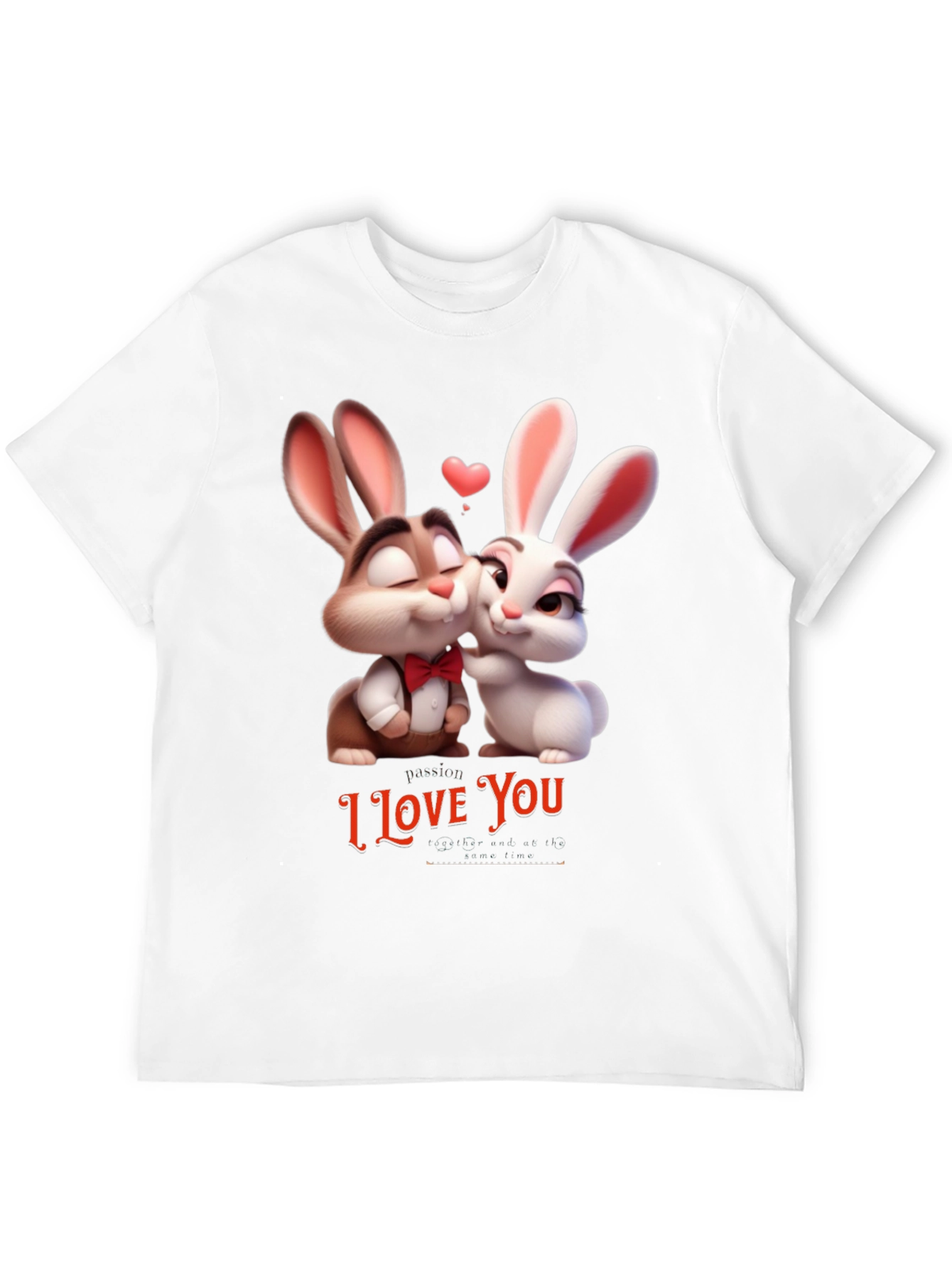 Black I Love You Valentine's Day Bunny T-Shirt view 12