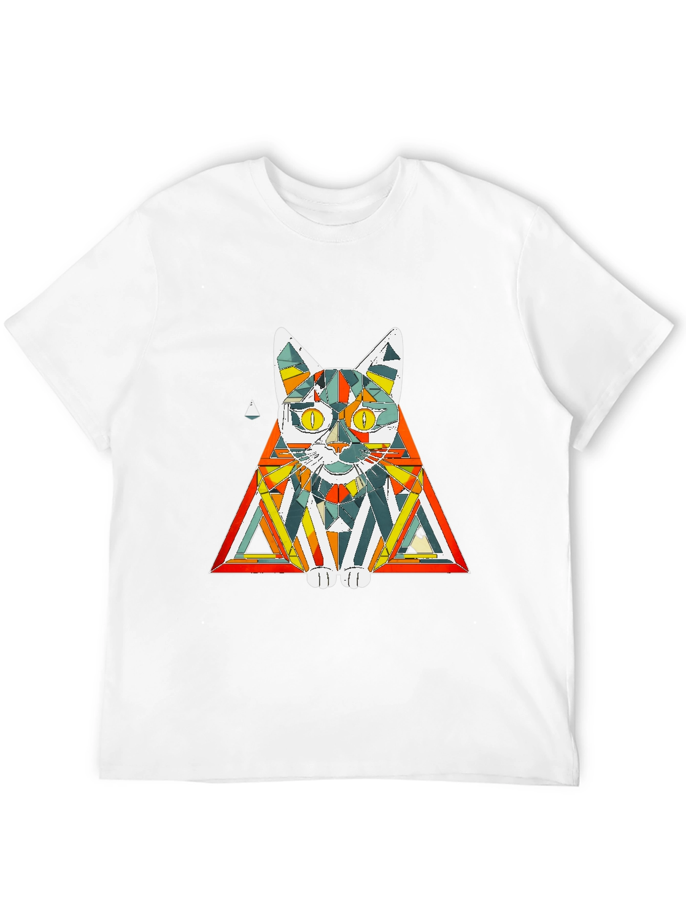 Black Geometric Cat T-Shirt: Colorful & Modern view 12