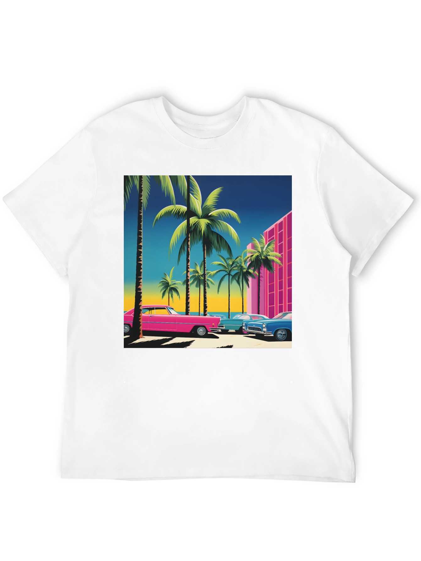 Black Retro Miami Vice Style T-Shirt view 12