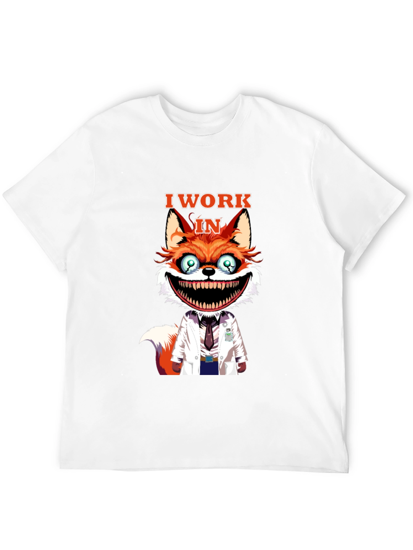 Black I Work in Crazy Fox Scientist Graphic Tee view 12