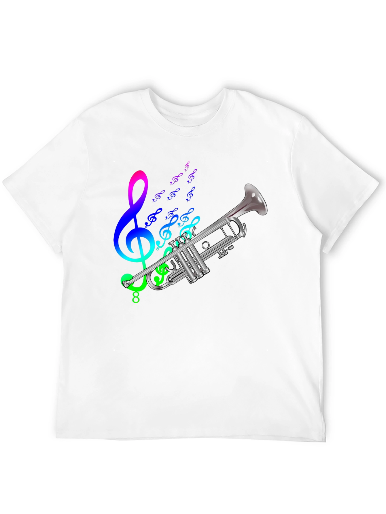 Black Musical Trumpet Graphic Tee - Black Cotton T-Shirt view 12