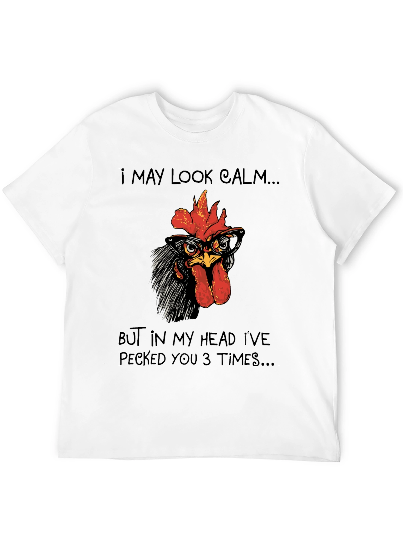 Black Calm Chicken T-Shirt - Funny Rooster Tee view 12
