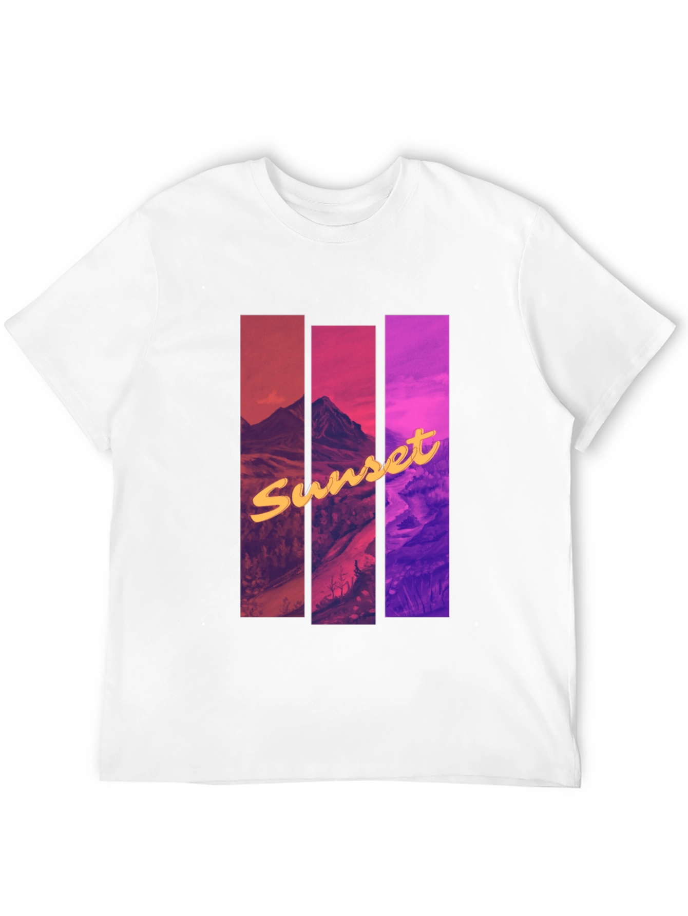 Black Sunset Mountain Graphic Tee - Black Cotton Blend view 12