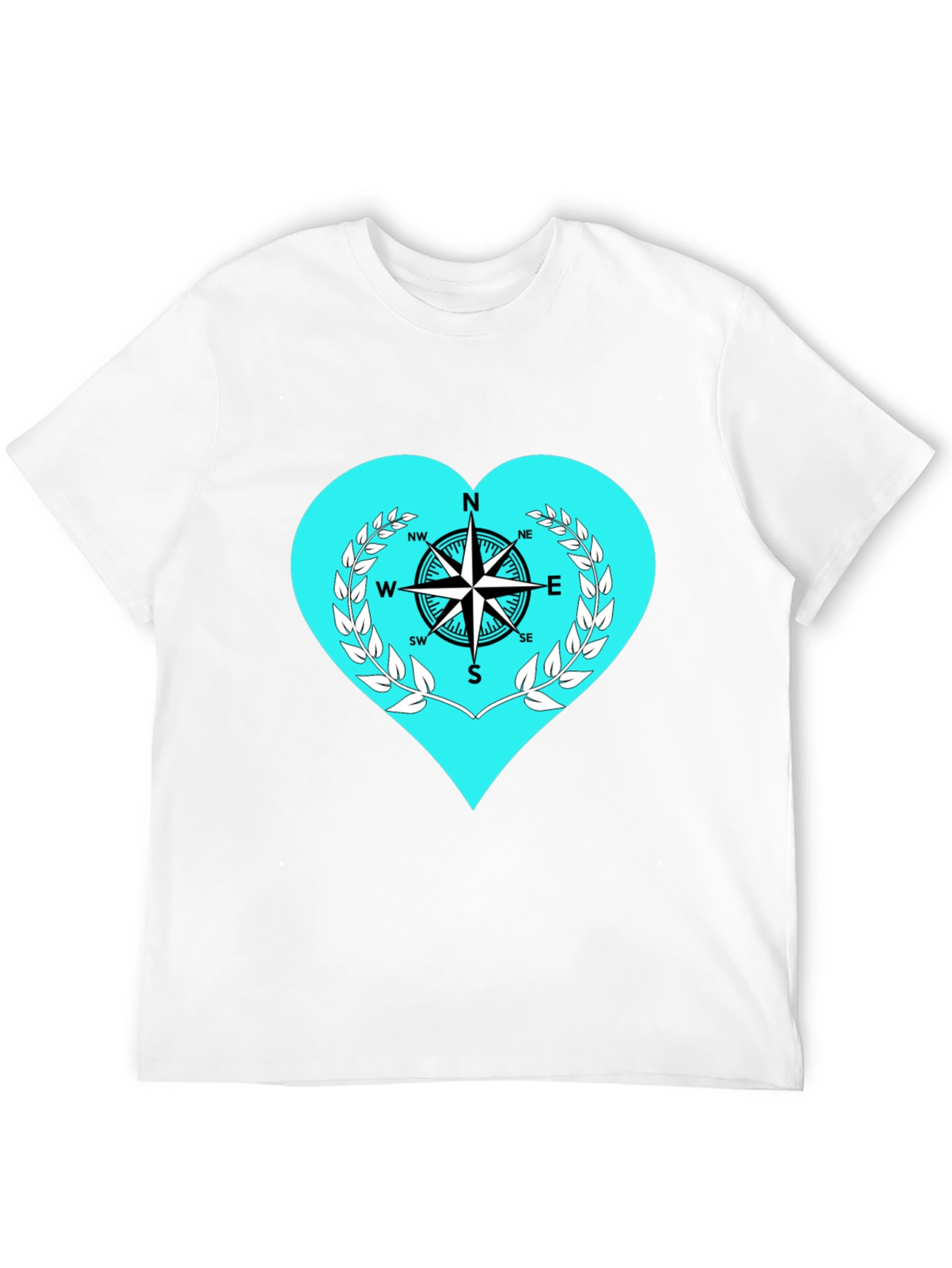 Black Compass Heart Graphic Tee - Stylish Black T-Shirt view 12