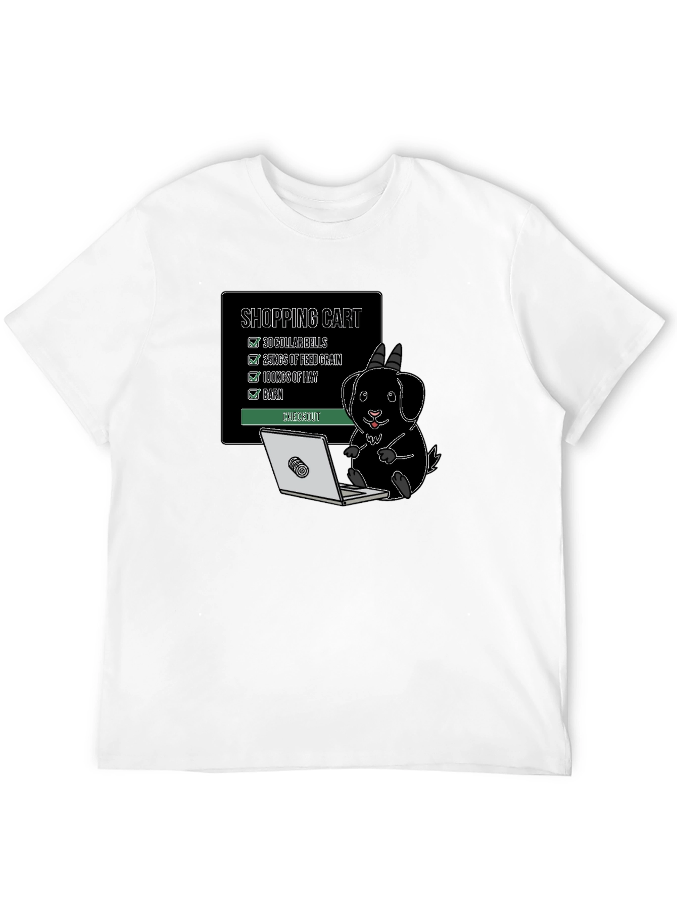 Goat Shopping Cart T-Shirt - Funny Animal Tee - 12
