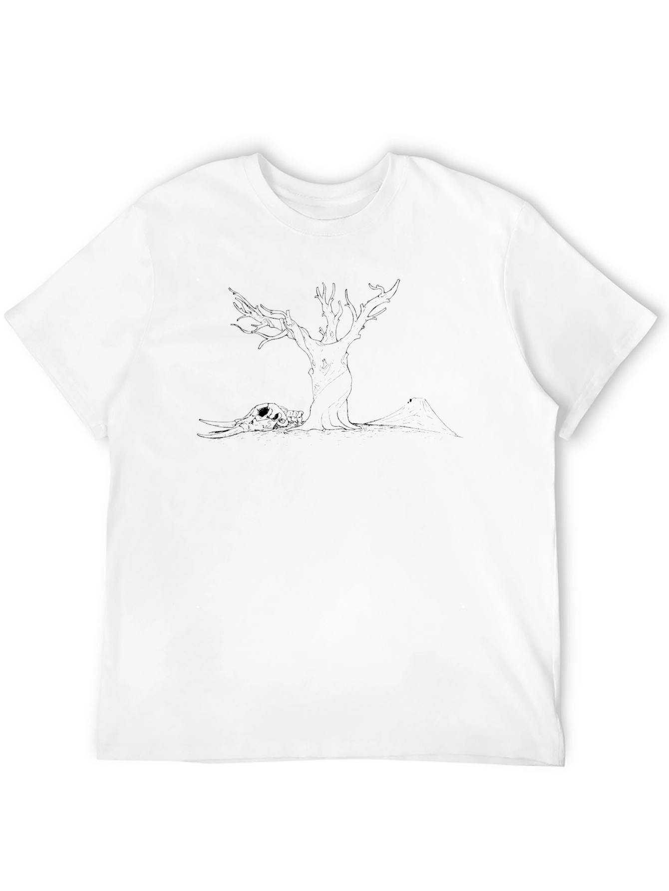 Black Men's Graphic Tee - Tree and Skull Design view 12