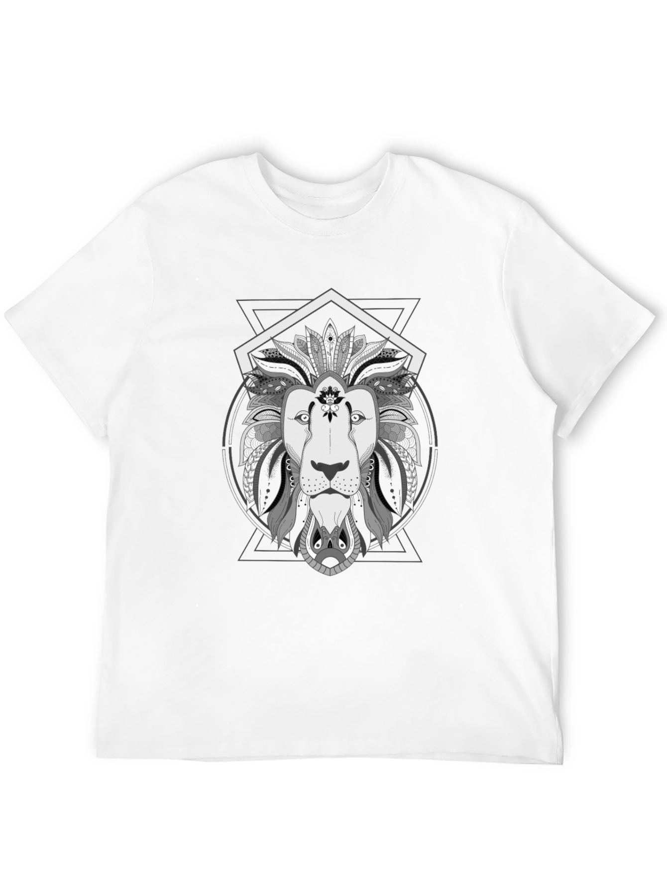 Black Geometric Lion Graphic Tee - Stylish Black T-Shirt view 12
