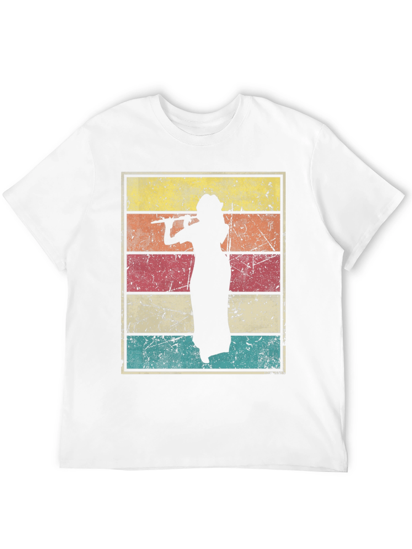 Black Retro Flute Player T-Shirt  view 12