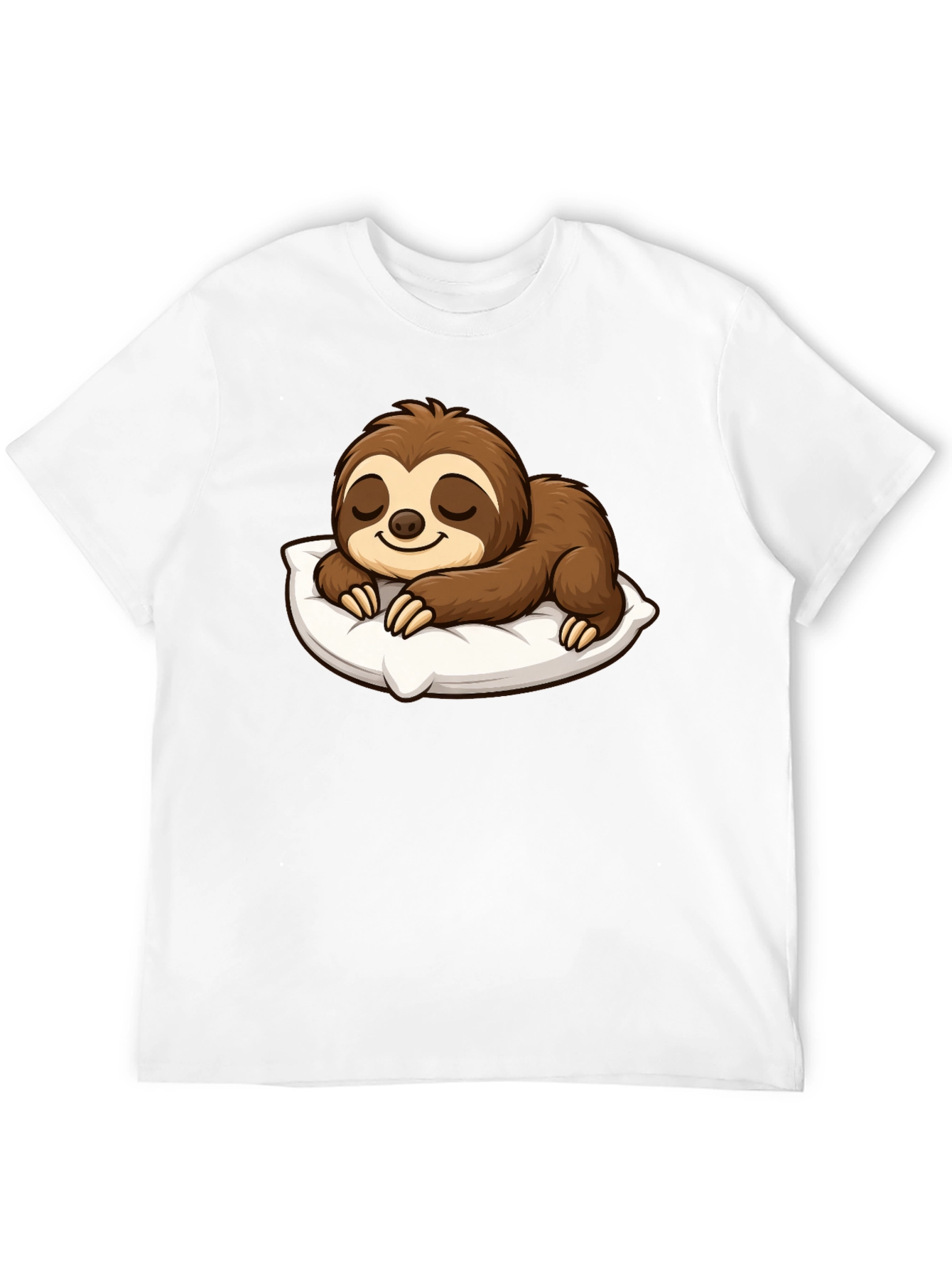 Black Cute Sleeping Sloth Graphic T-Shirt view 12