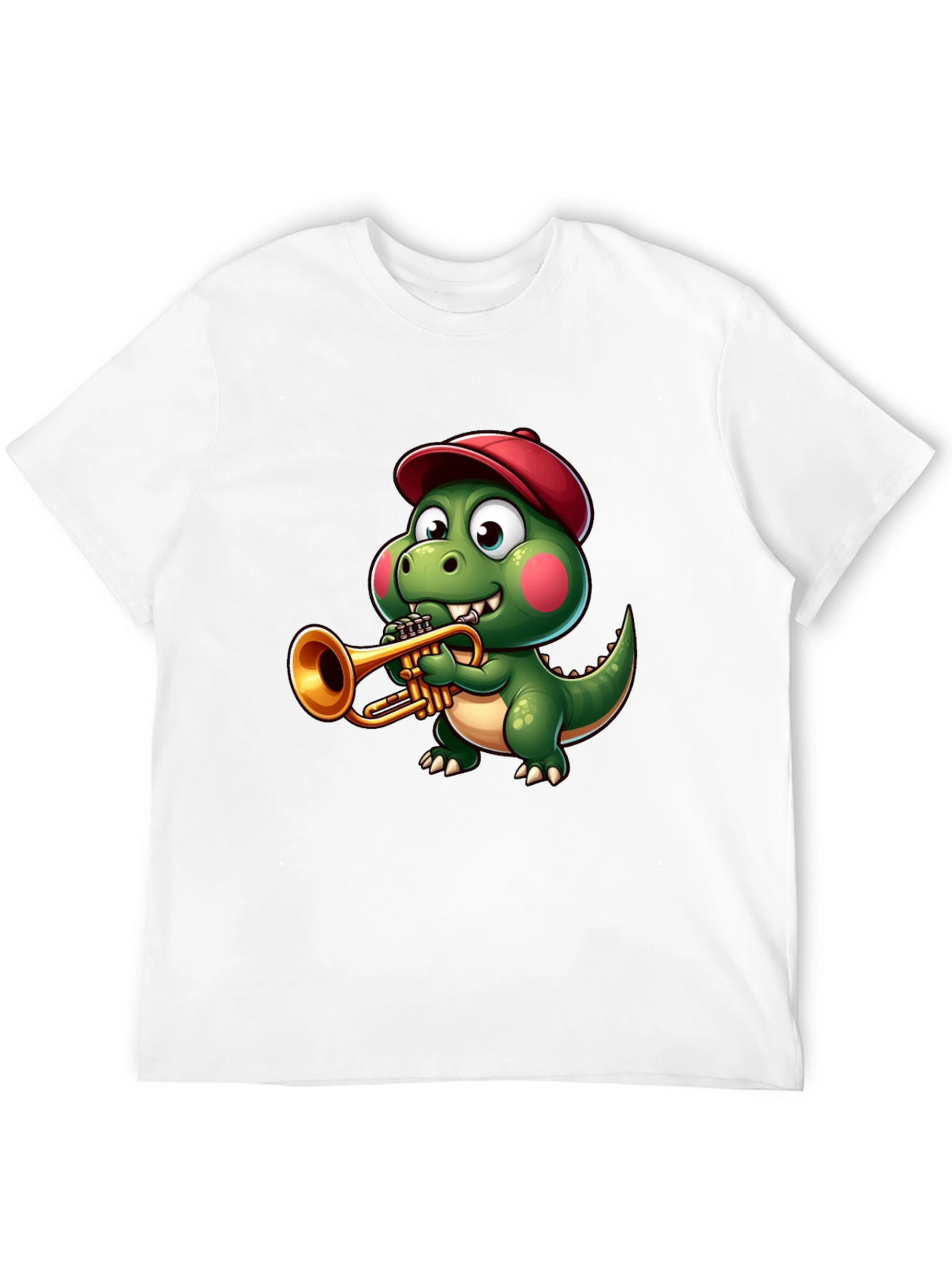 Black Trumpet Dinosaur T-Shirt - Cartoon Music Tee view 12