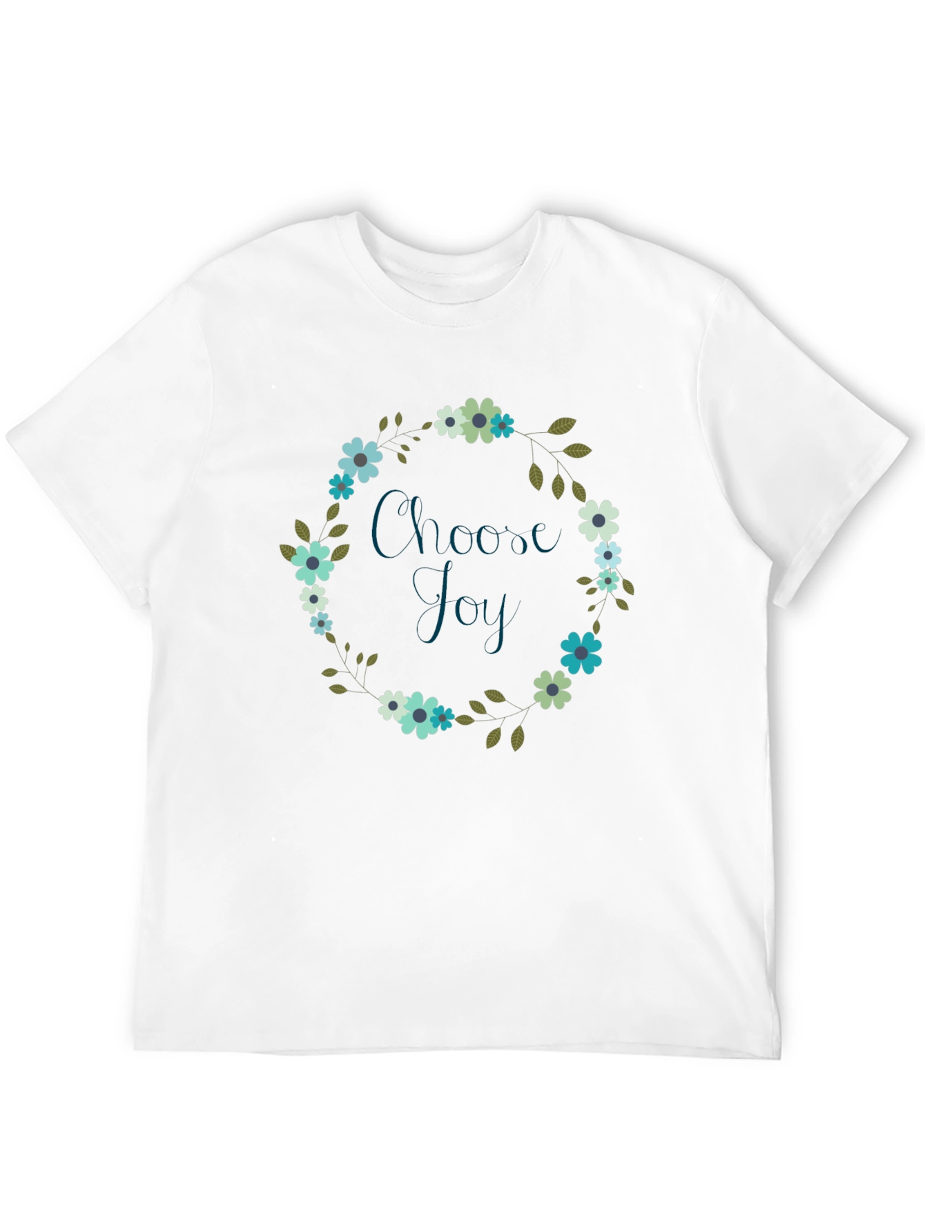 Black Choose Joy Floral Wreath Black T-Shirt view 12