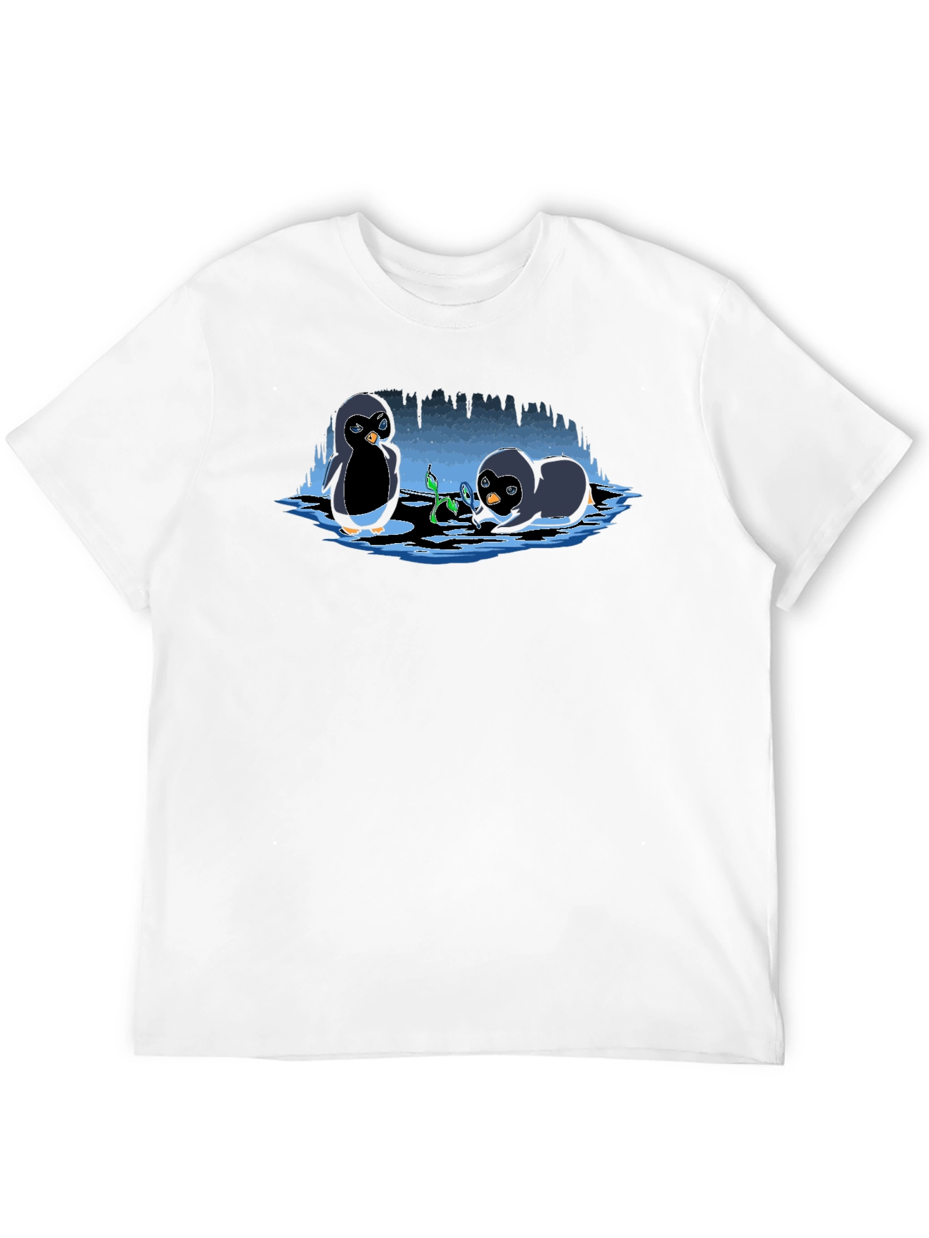 Black Penguin Plant T-Shirt - Cute Cartoon Design view 12