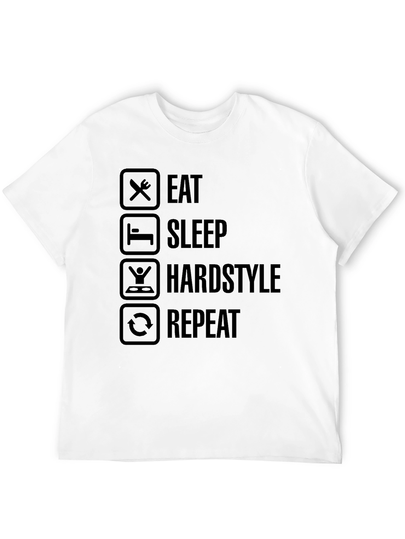 Black Eat Sleep Hardstyle Repeat Black Graphic Tee view 12