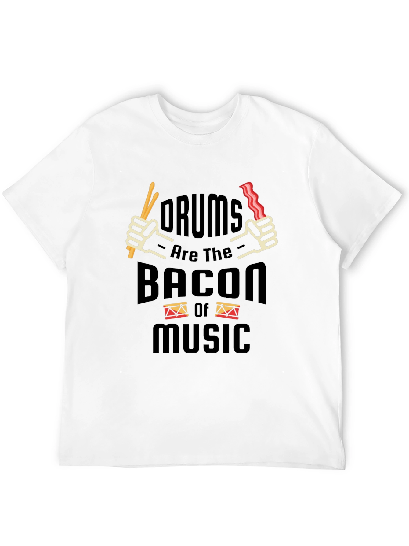 Black Drums Bacon Music T-Shirt Funny Musician Tee view 12