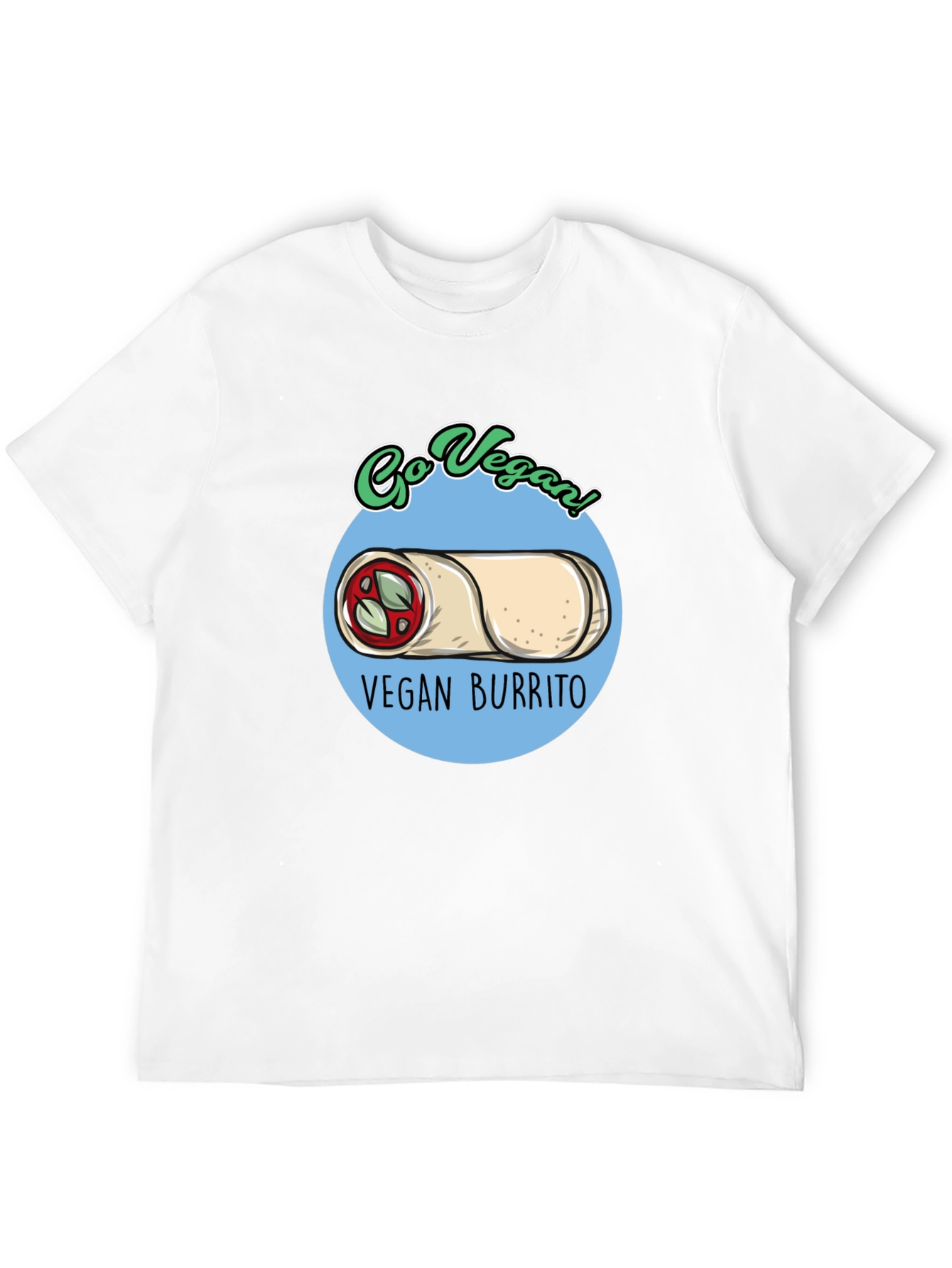 Black Go Vegan! Vegan Burrito T-Shirt view 12