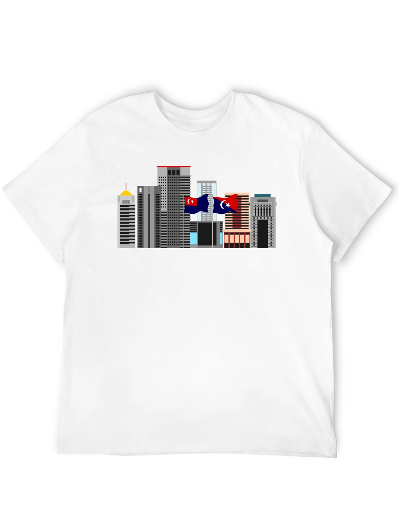 Black City Skyline Graphic Tee - Black Cotton T-Shirt view 12