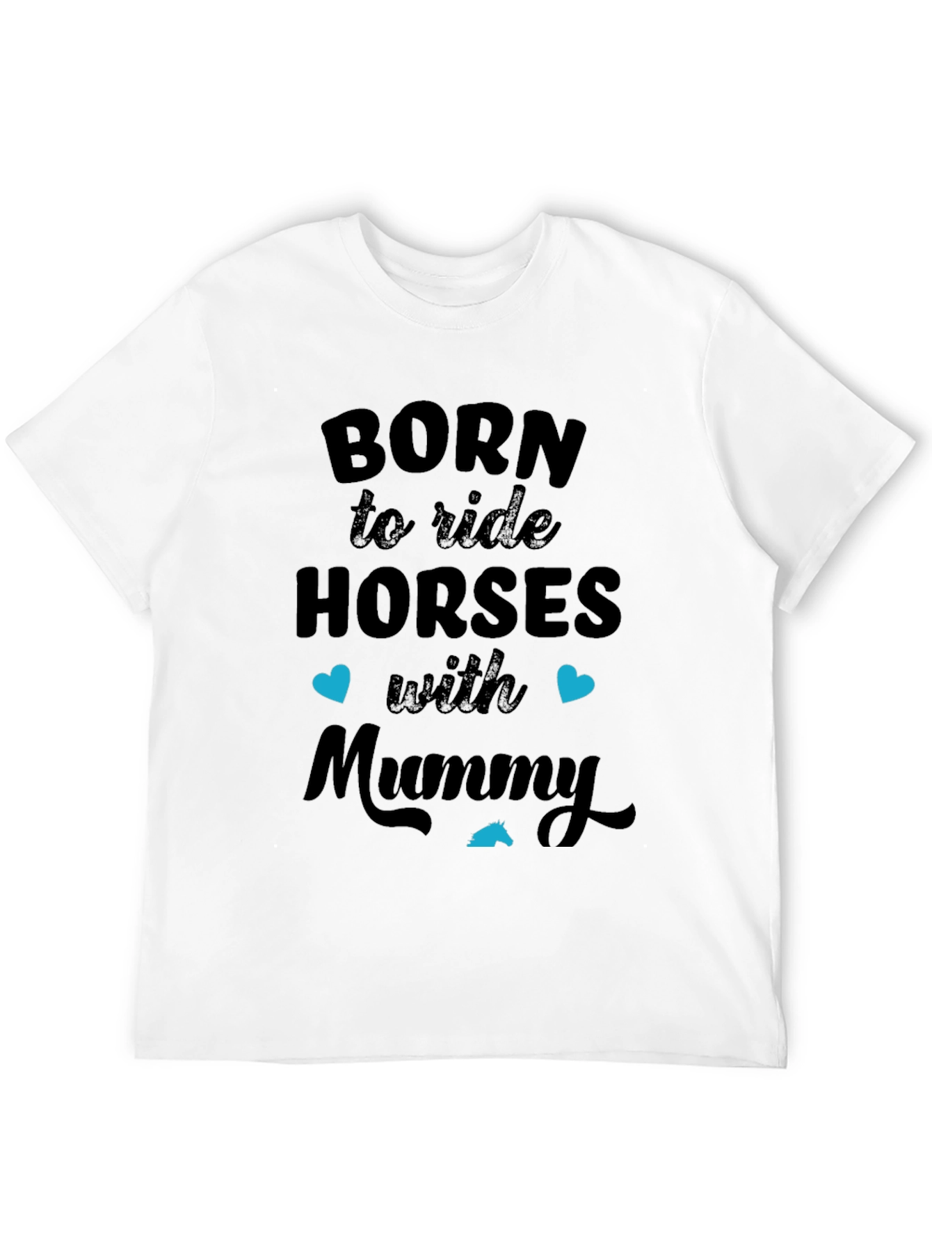 Black Born to Ride Horses with Mummy Black T-Shirt view 12