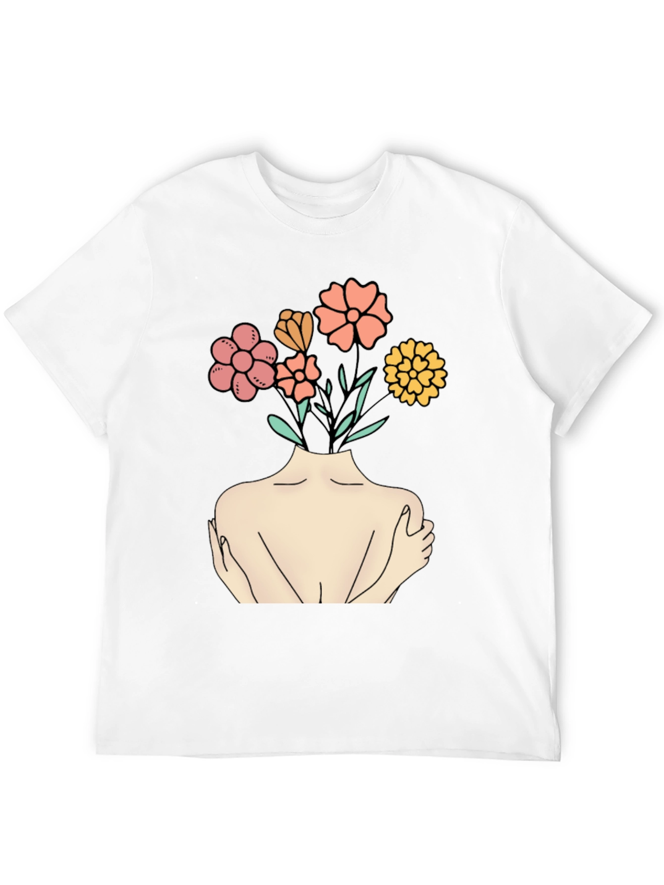 Black Floral Head Black Tee - Self Love Graphic Shirt view 12