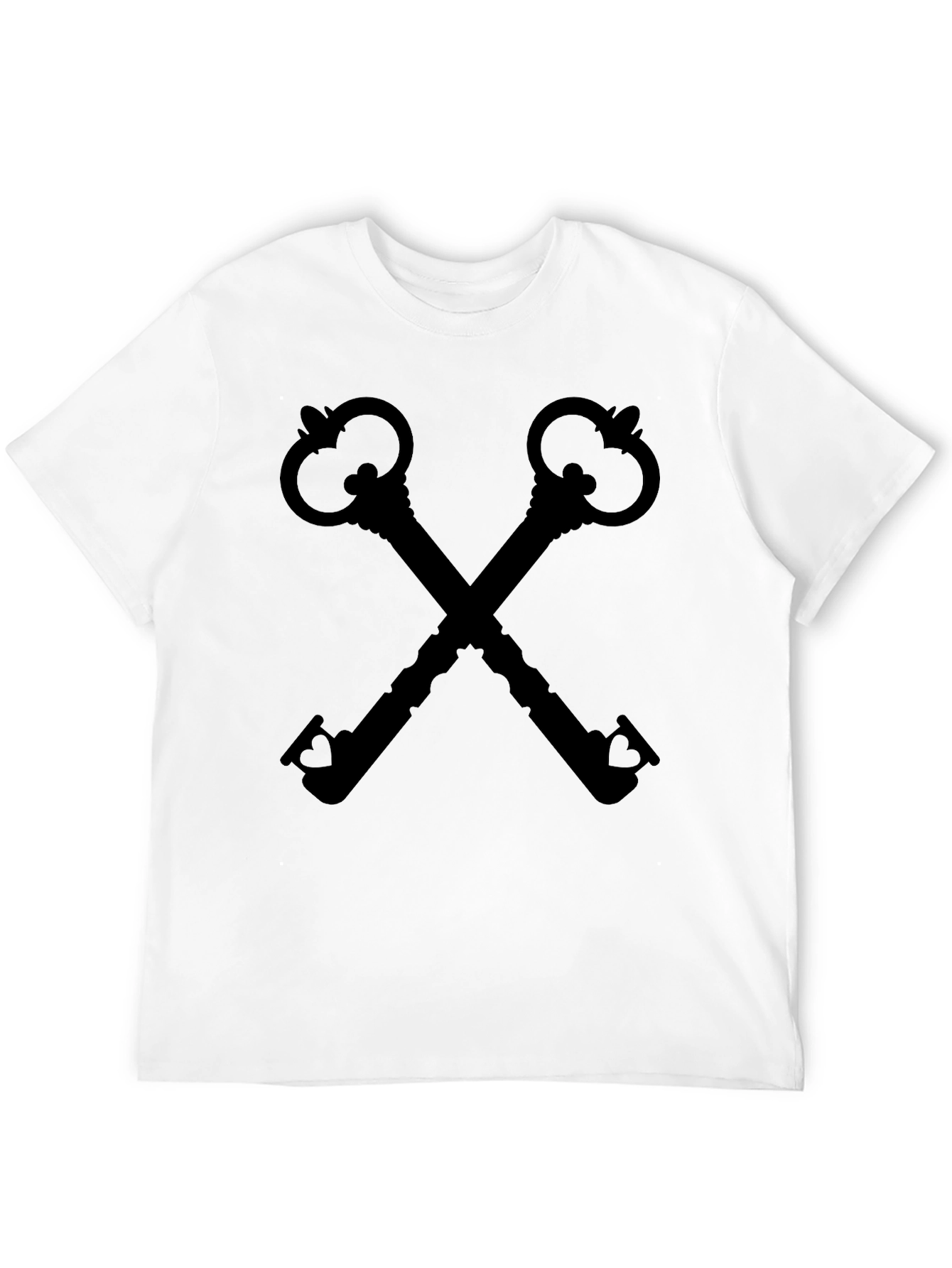 Black Crossed Keys Graphic Print Black T-Shirt view 12