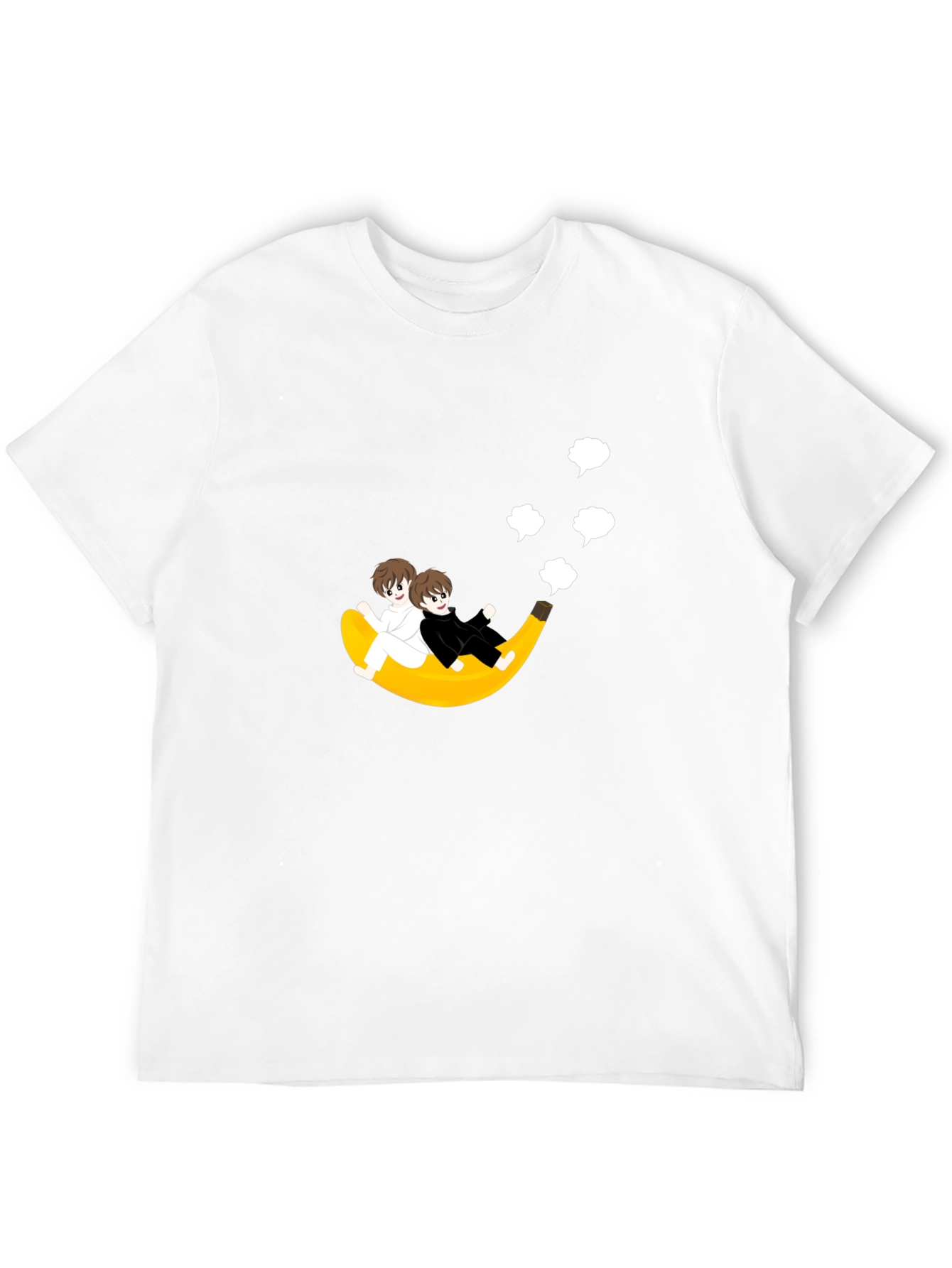 Black Whimsical Banana Ride T-Shirt - Unique Cartoon Design view 12