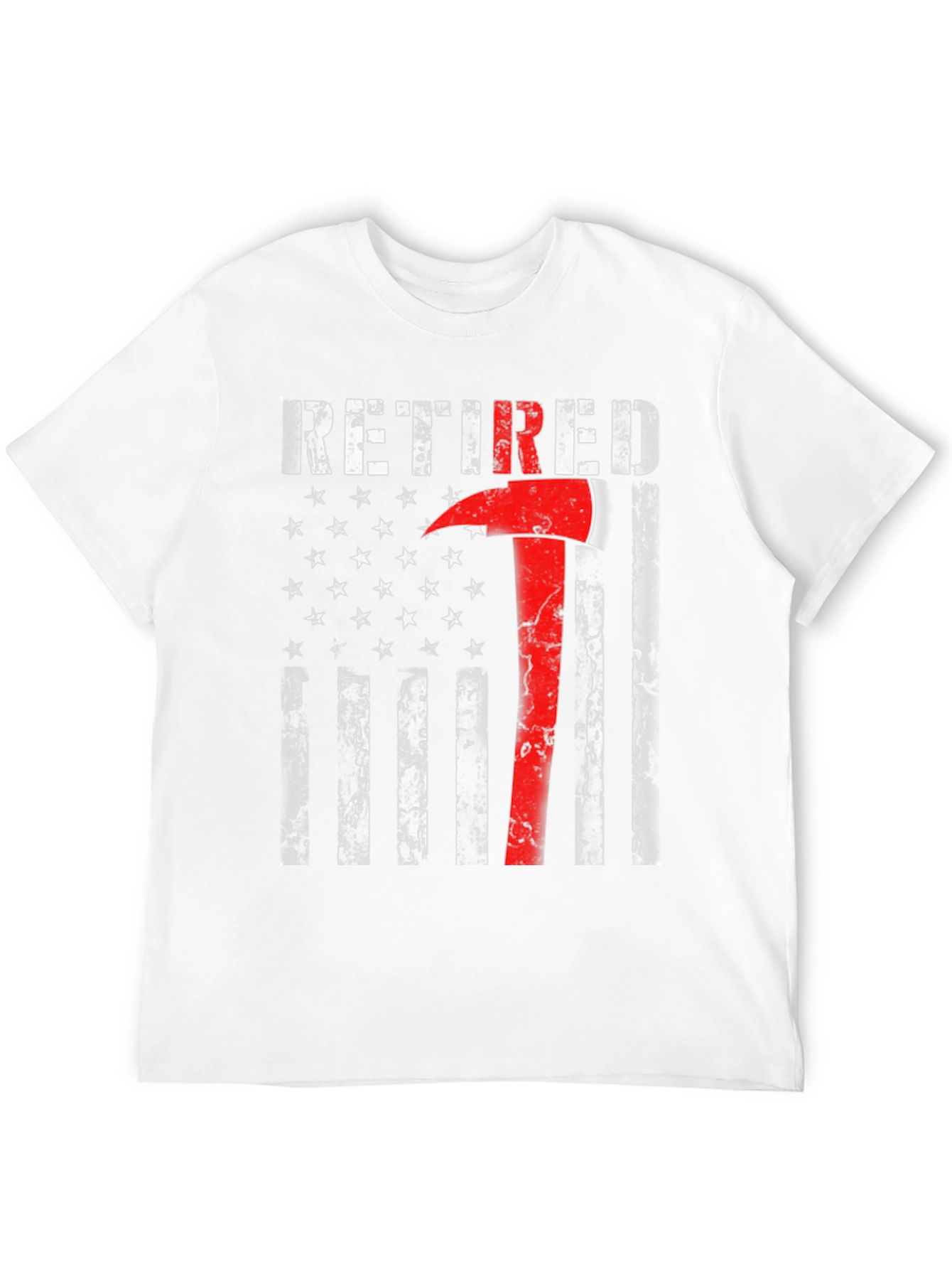 Black Retired Firefighter Axe American Flag T-Shirt view 12