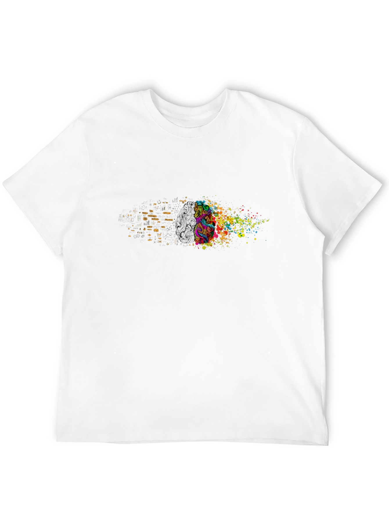 Black Abstract Mind T-Shirt: Colorful Brain Art view 12