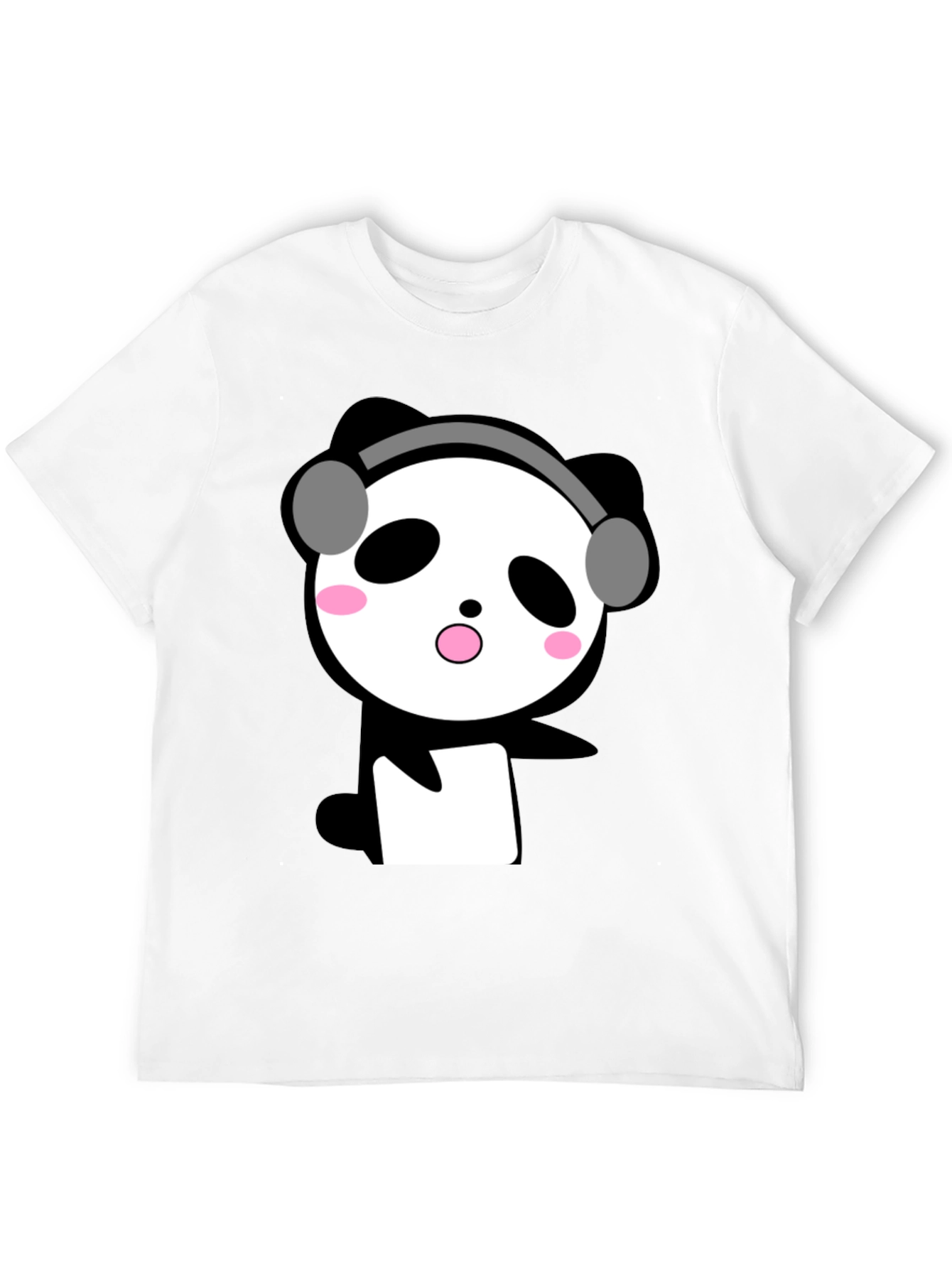 Black Cute Panda with Headphones Black T-Shirt view 12