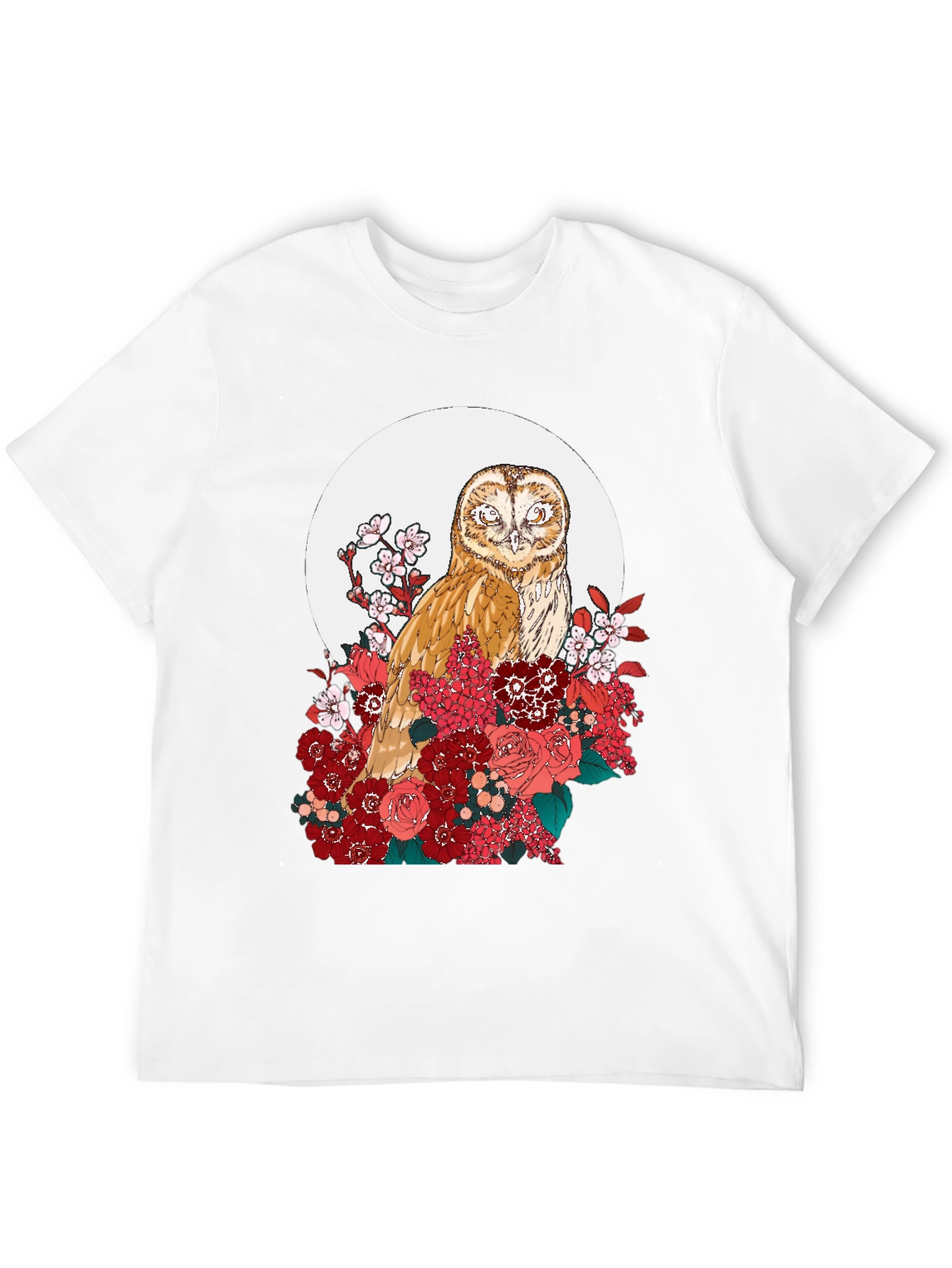 Black Owl and Floral Black T-Shirt view 12