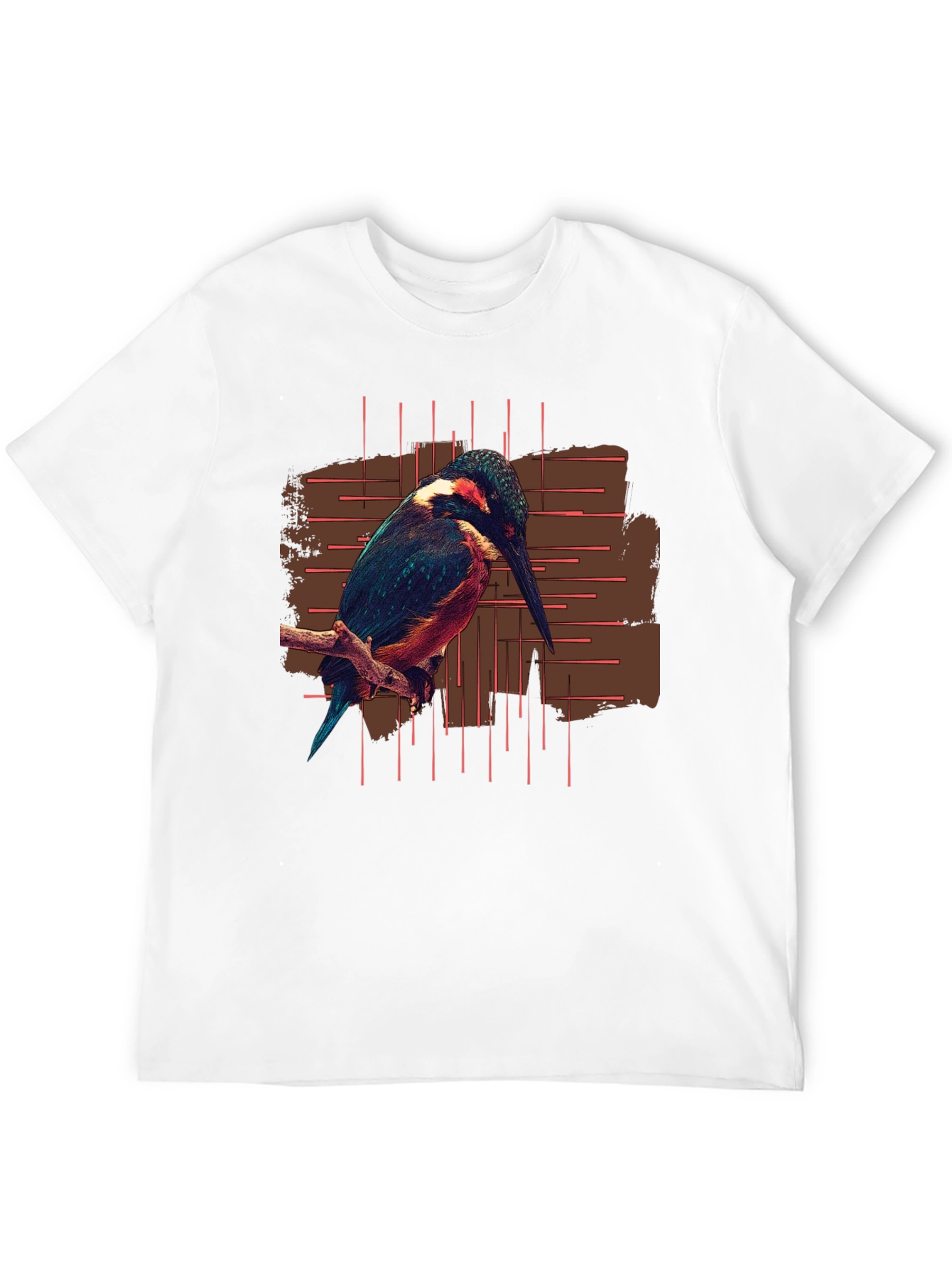 Black Kingfisher Bird Graphic Print Black T-Shirt view 12